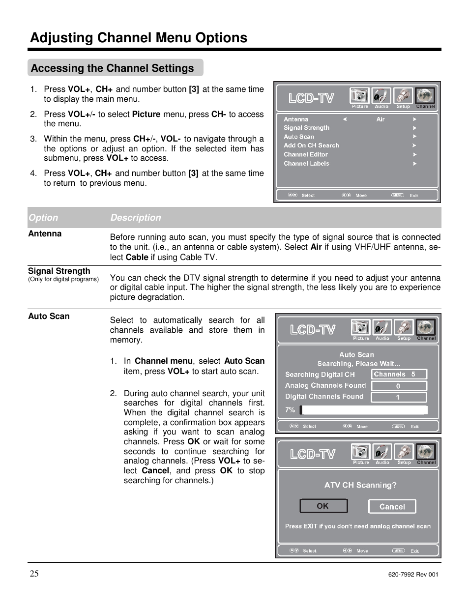 Adjusting channel menu options, Accessing the channel settings | Star Trac S-UBX User Manual | Page 25 / 44