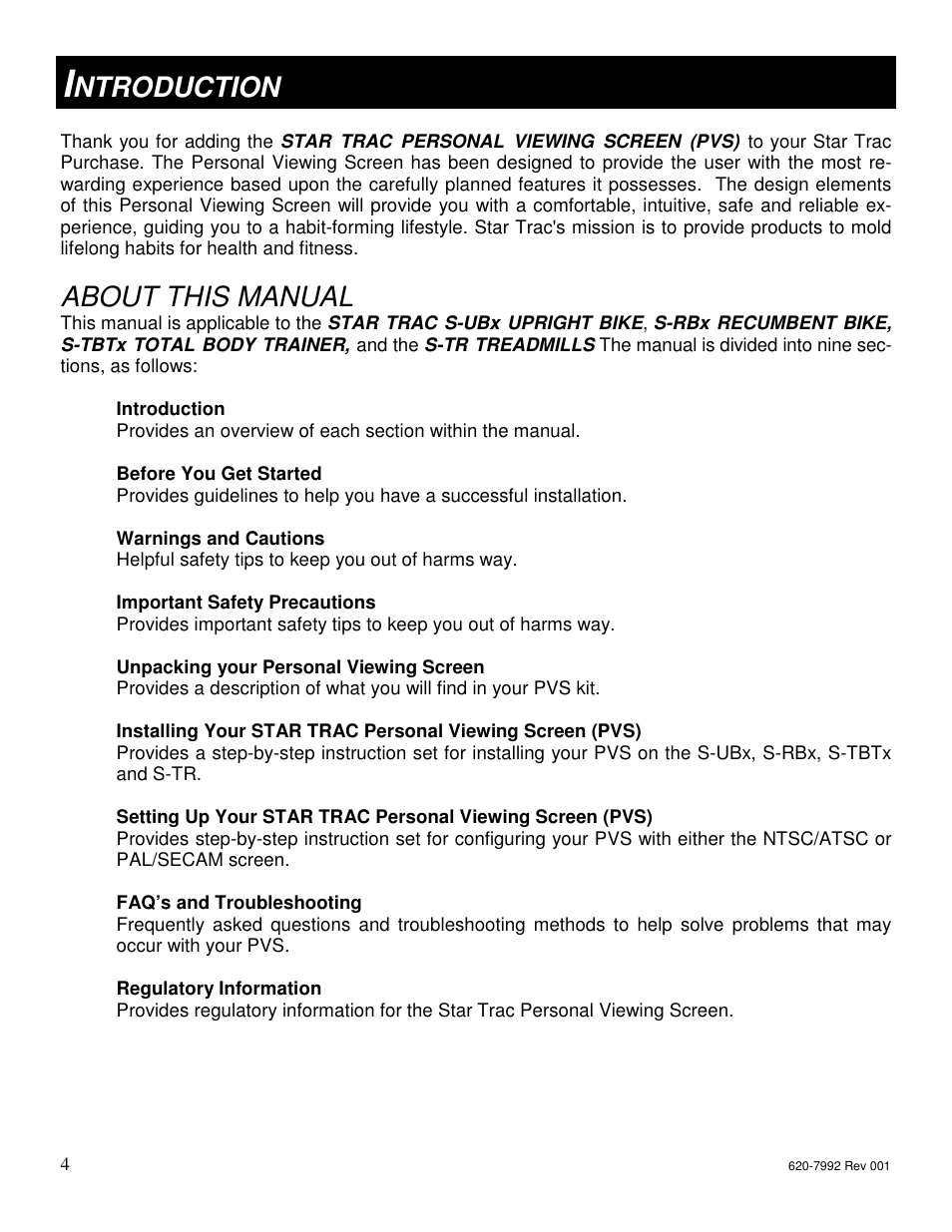 About this manual, Ntroduction | Star Trac S-UBX User Manual | Page 4 / 44