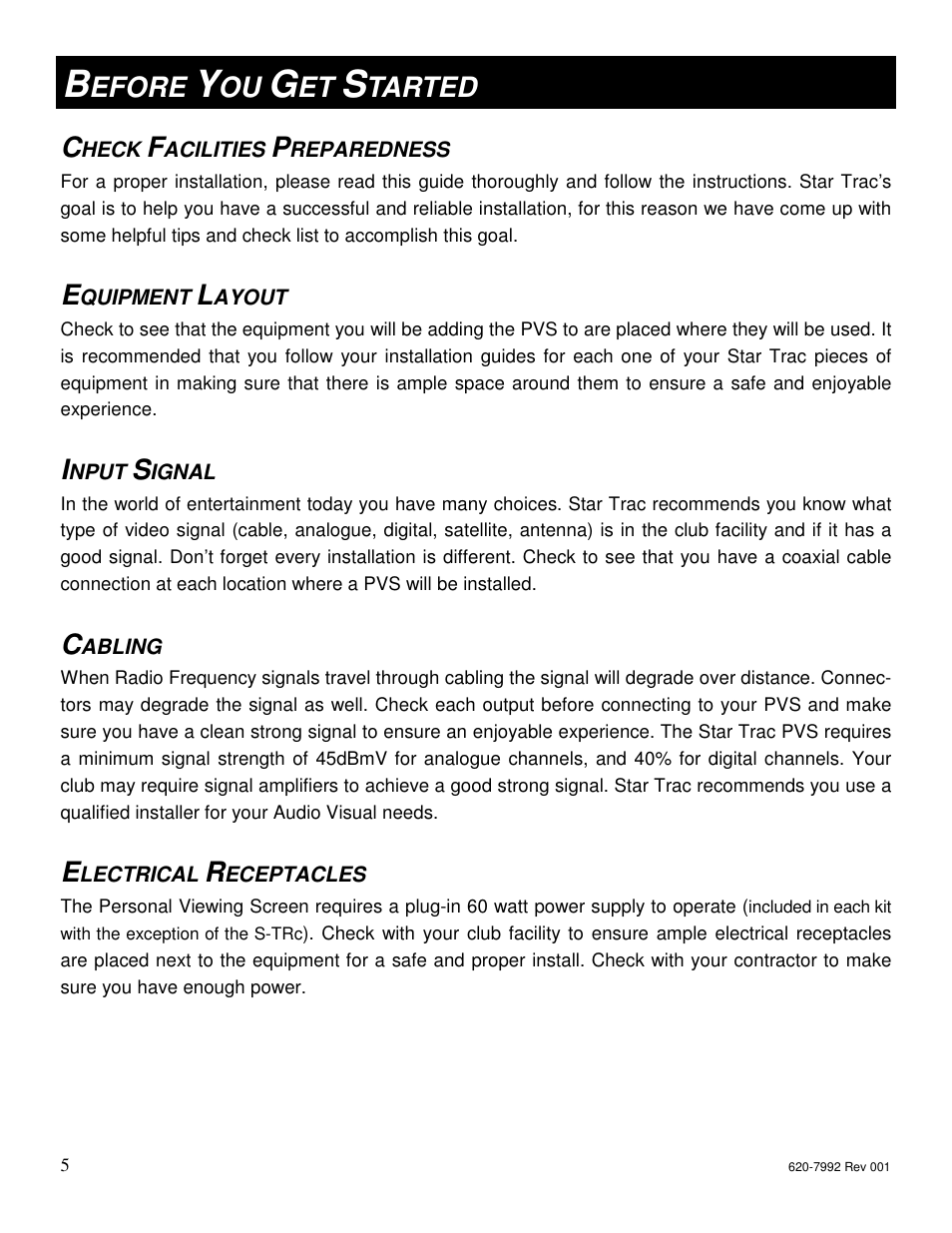 Efore, Tarted c | Star Trac S-UBX User Manual | Page 5 / 44