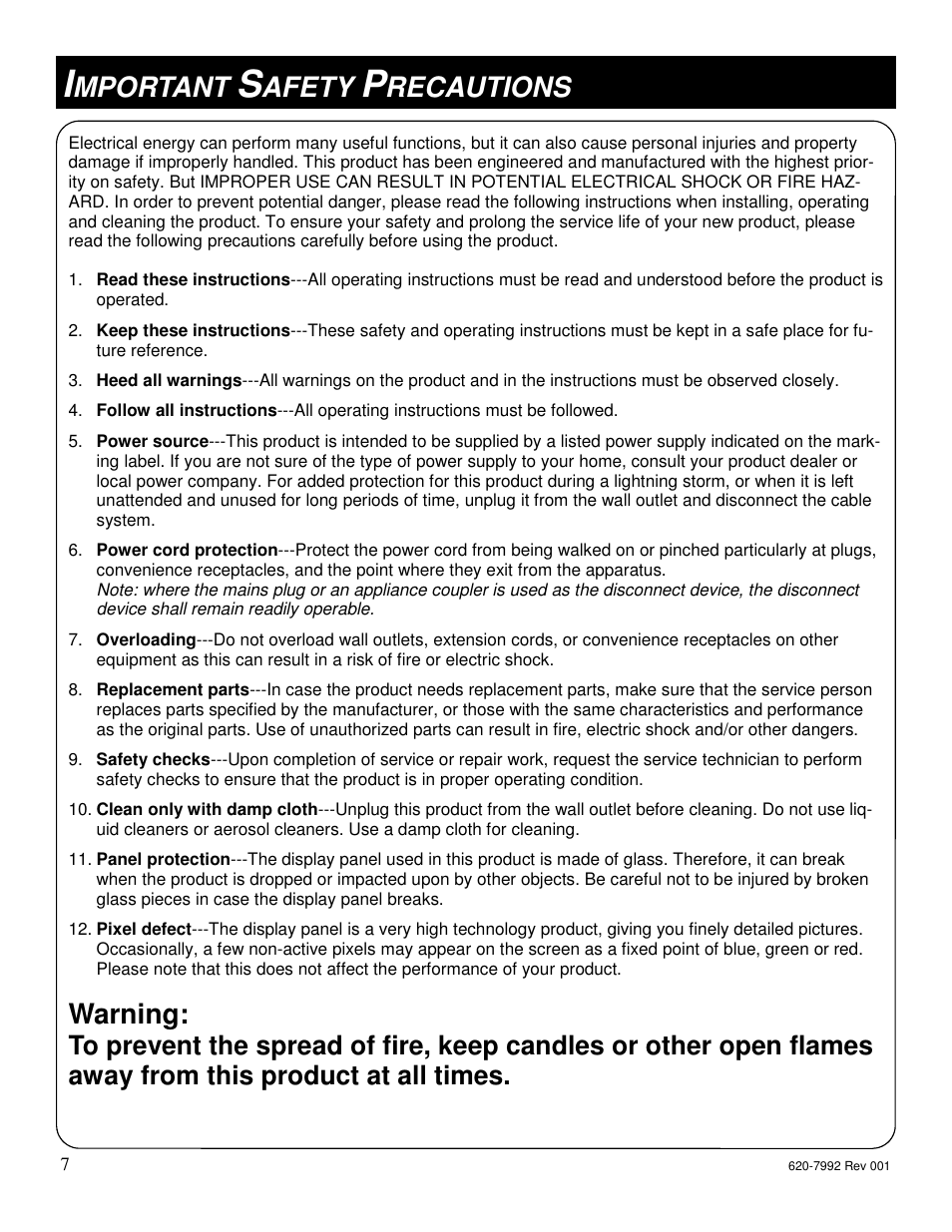 Mportant, Afety, Recautions | Warning | Star Trac S-UBX User Manual | Page 7 / 44