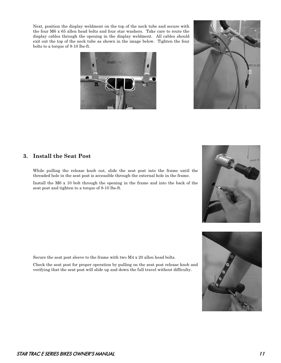 Star Trac E SERIES BIKES E- UB 8100 User Manual | Page 11 / 36