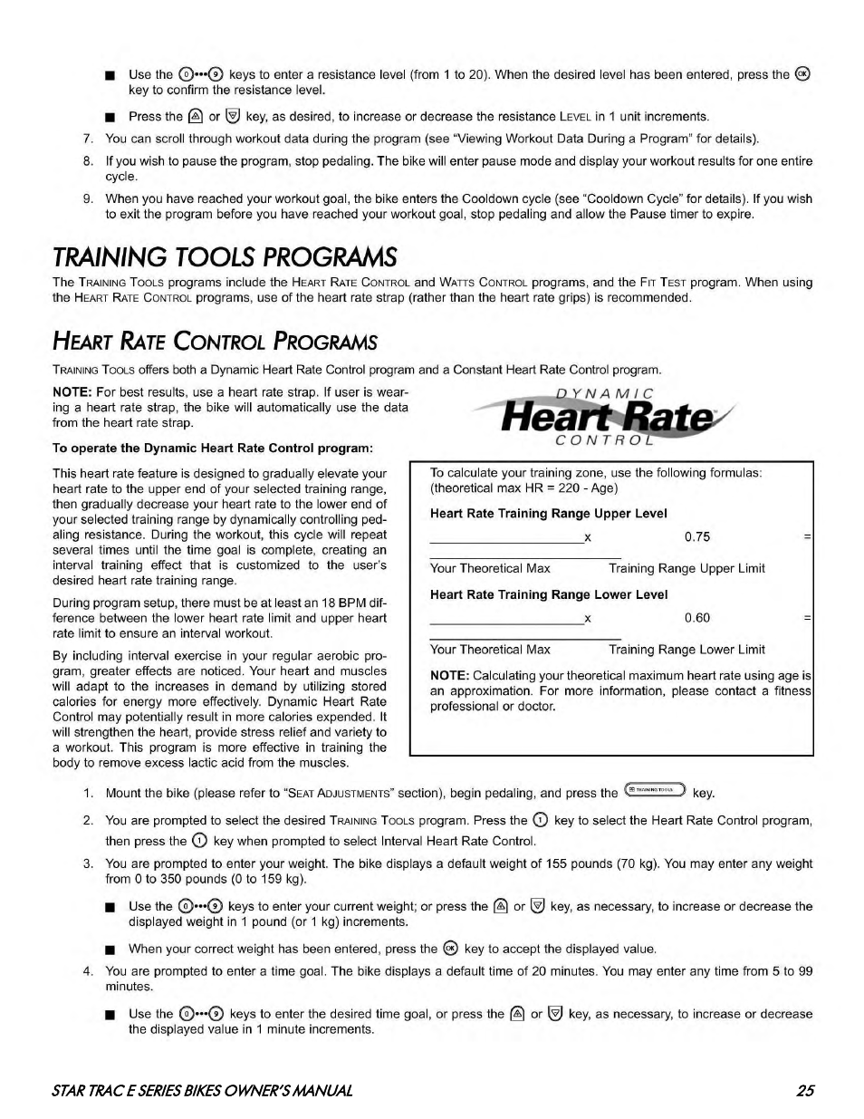 Star Trac E SERIES BIKES E- UB 8100 User Manual | Page 25 / 36