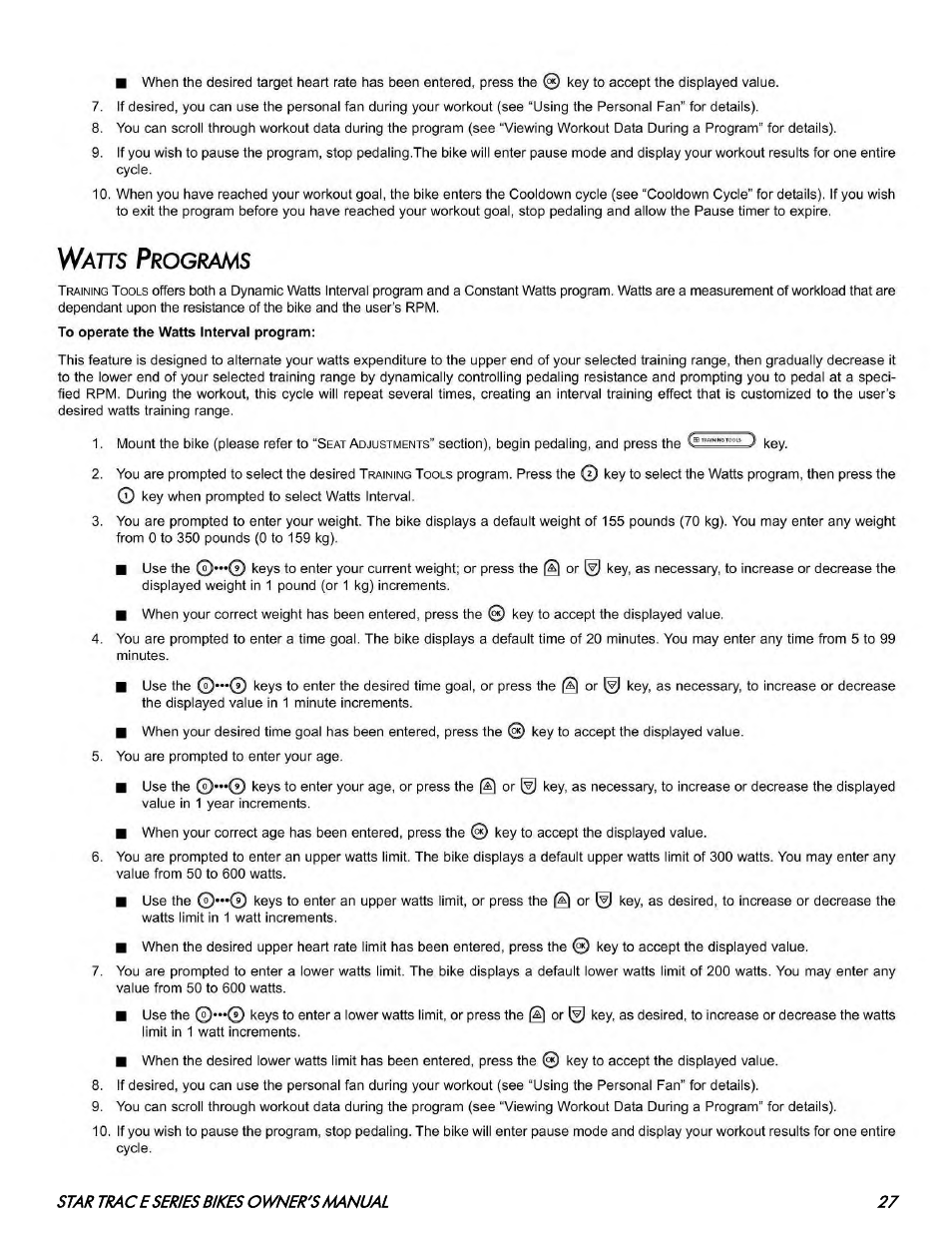 Star Trac E SERIES BIKES E- UB 8100 User Manual | Page 27 / 36