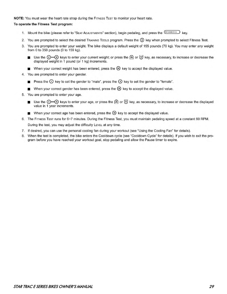 Star Trac E SERIES BIKES E- UB 8100 User Manual | Page 29 / 36