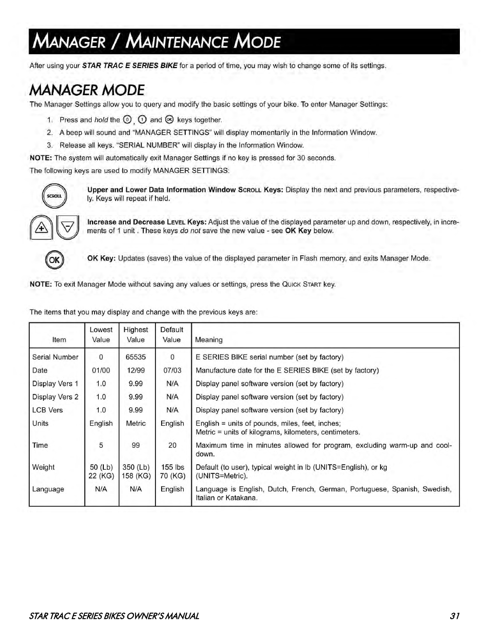 Star Trac E SERIES BIKES E- UB 8100 User Manual | Page 31 / 36