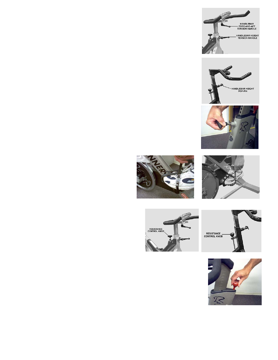 Handlebar adjustments, Pedal strap adjustment, Resistance control | Smart release™ system | Star Trac 6800 User Manual | Page 15 / 23