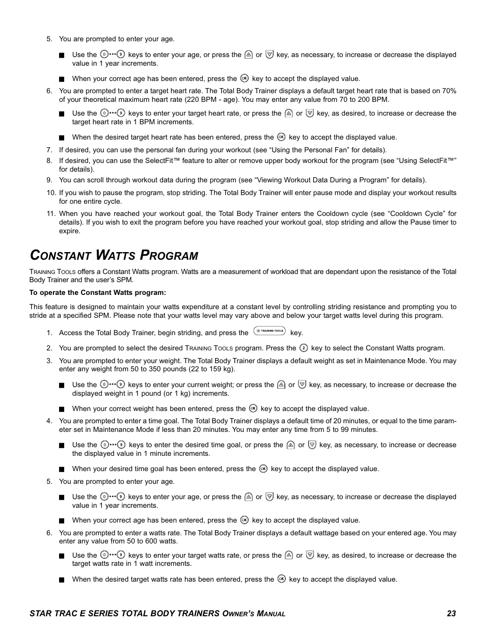 Onstant, Atts, Rogram | Star Trac E-TBT User Manual | Page 23 / 30