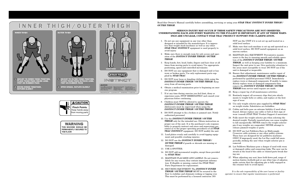 Afety, Nstructions, Abels and | Lacards | Star Trac Instinct Inner/Outer Thigh Machine User Manual | Page 5 / 10