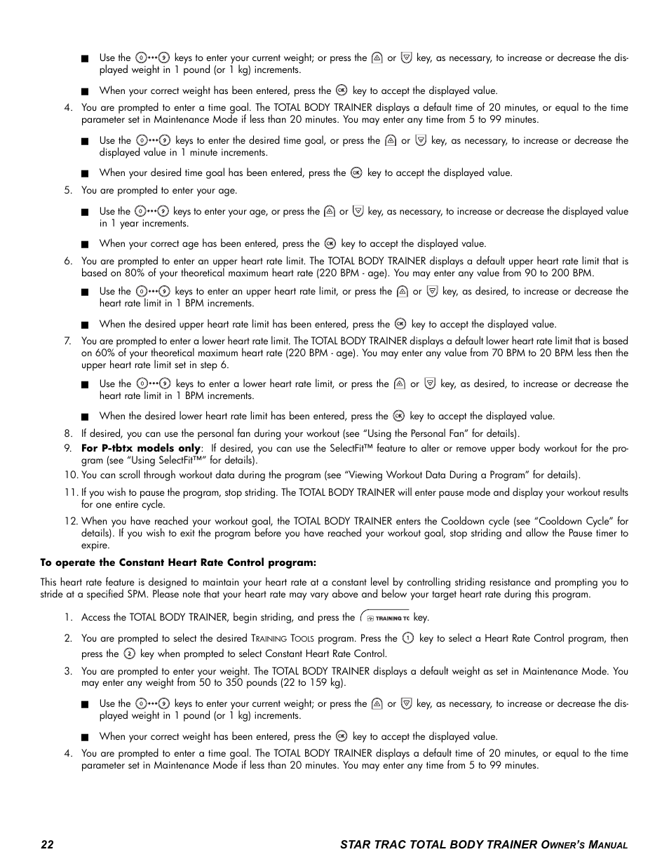 Star Trac P-TBT User Manual | Page 22 / 30