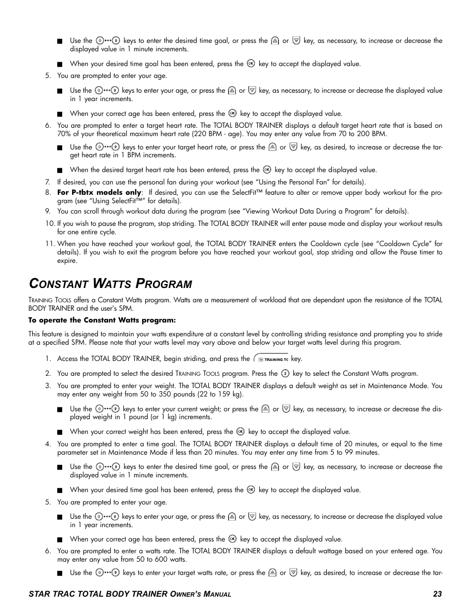 Onstant, Atts, Rogram | Star Trac P-TBT User Manual | Page 23 / 30