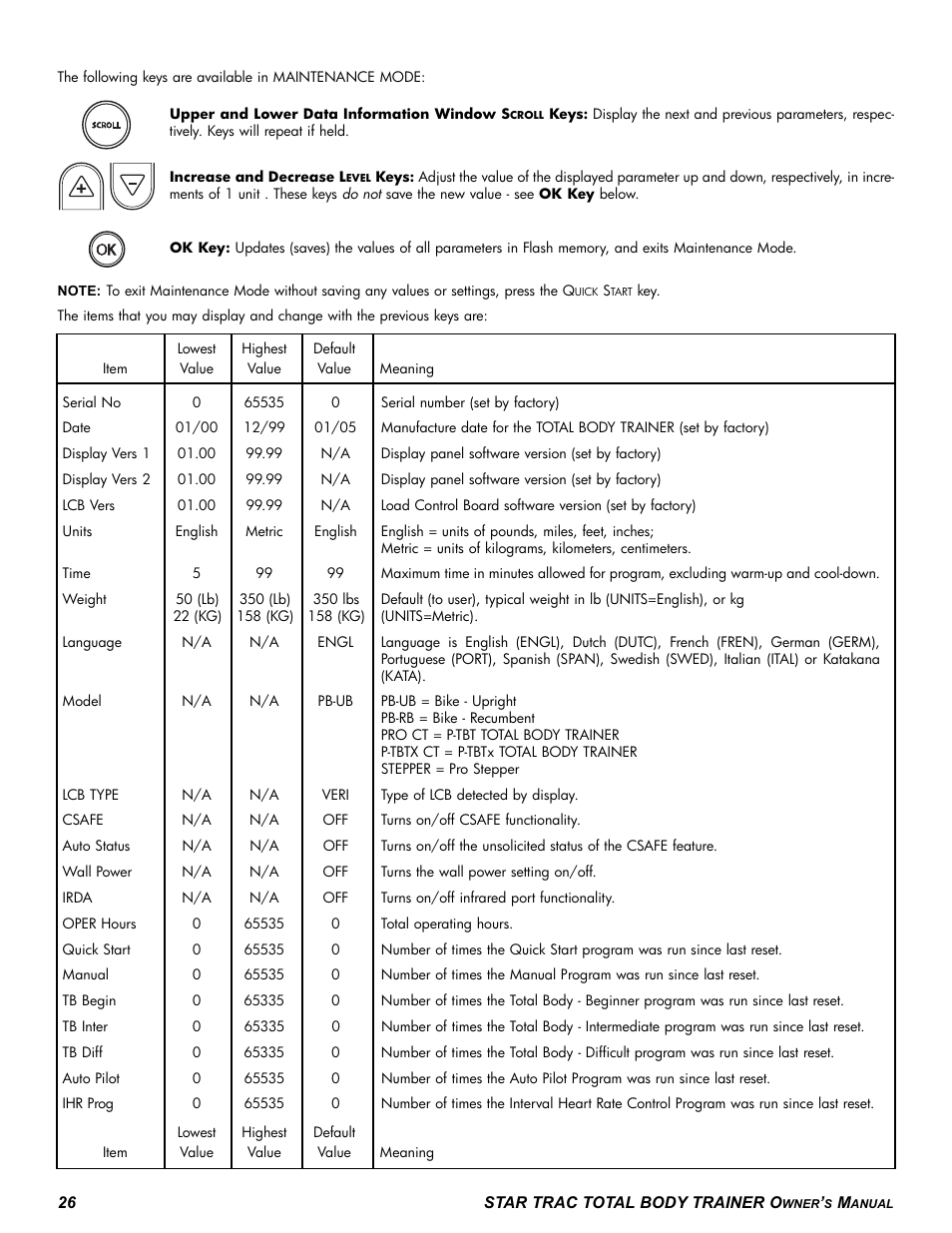 Star Trac P-TBT User Manual | Page 26 / 30