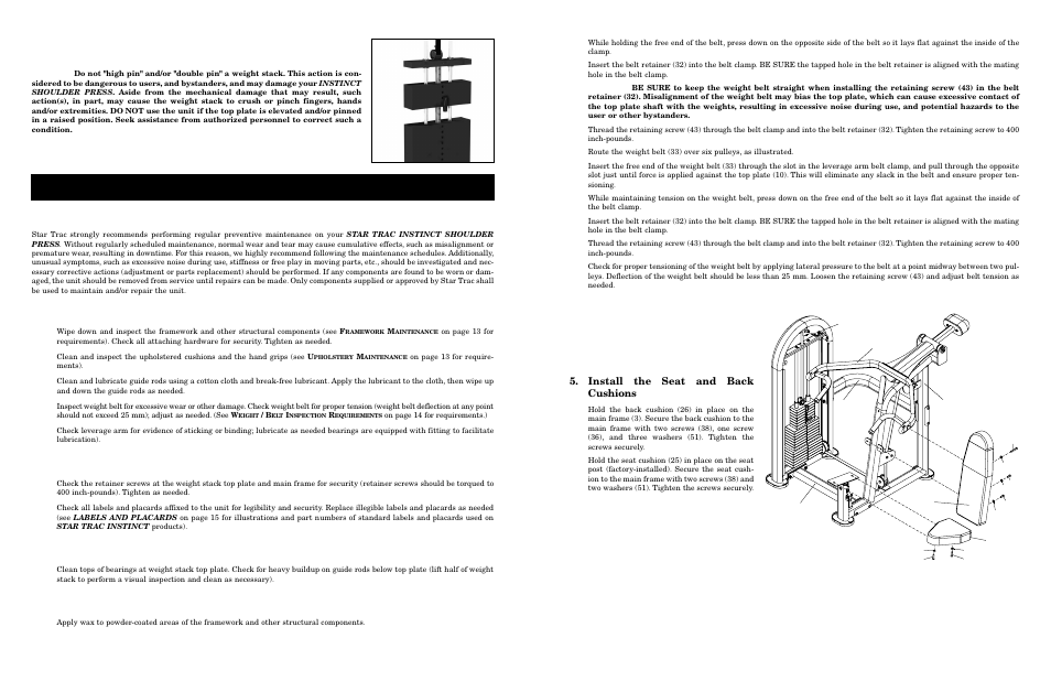 Reventive, Aintenance maintenance schedule, Aily | Aintenance, Eekly, Onthly, Uarterly | Star Trac Shoulder Press User Manual | Page 9 / 10