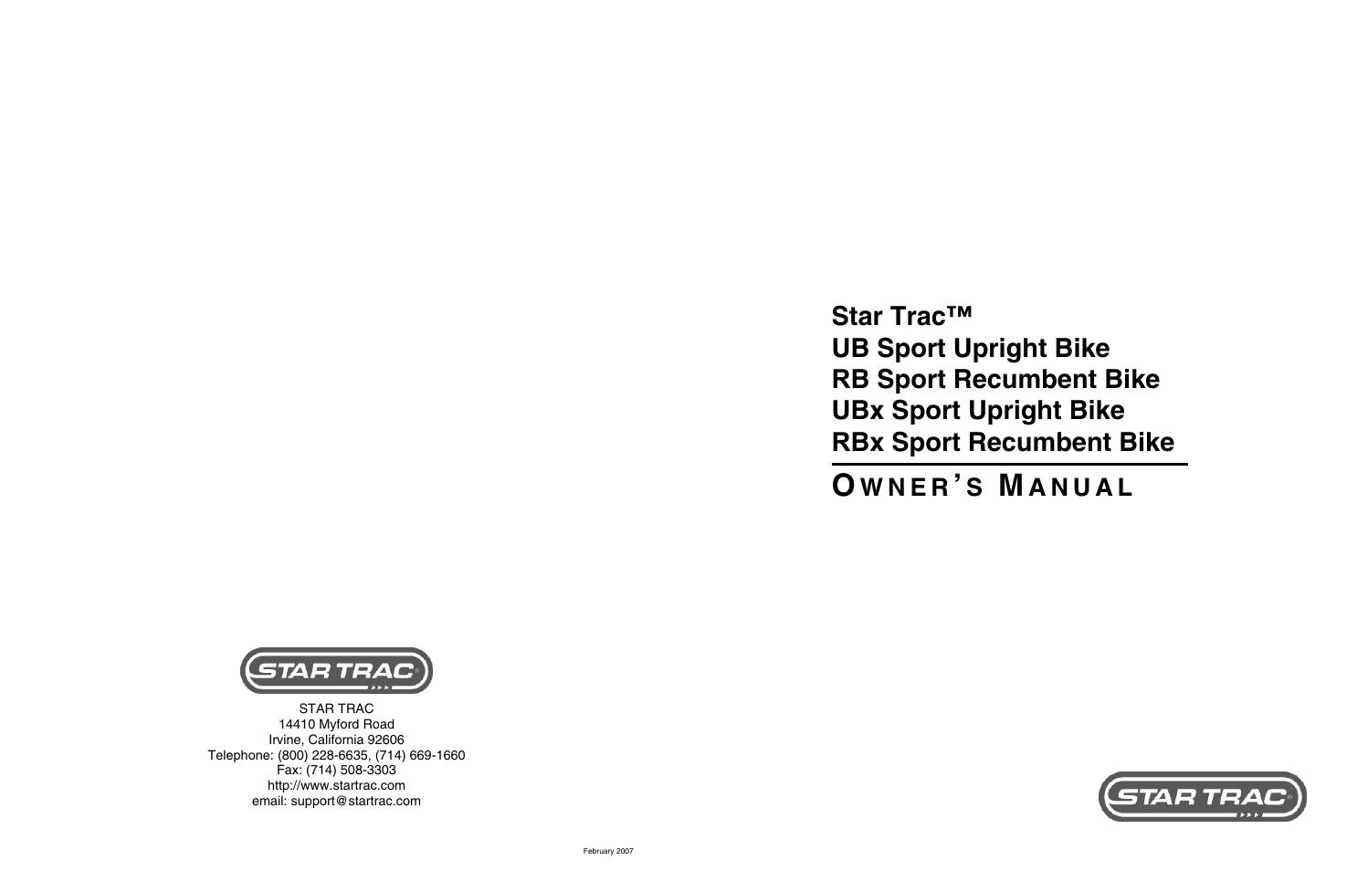 Star Trac UB Sport Upright Bike User Manual | 36 pages