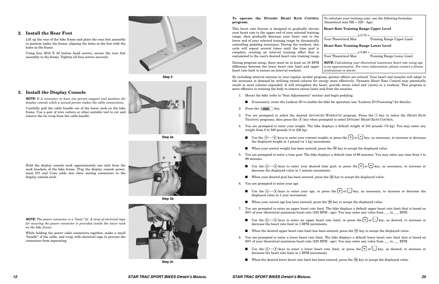 Install the rear foot, Install the display console | Star Trac UB Sport Upright Bike User Manual | Page 12 / 36