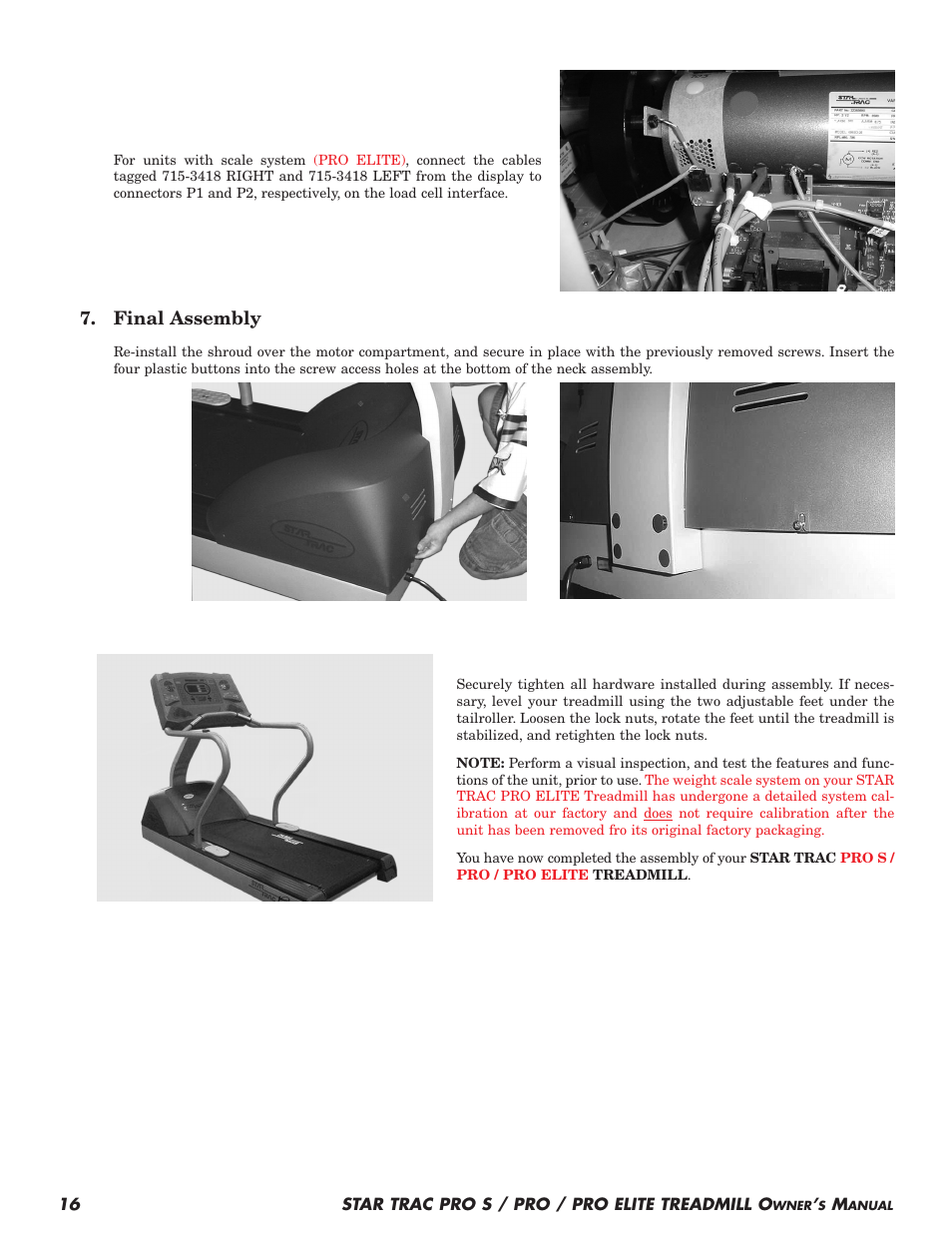 Final assembly | Star Trac Pro S User Manual | Page 18 / 60