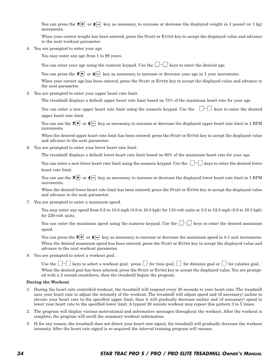 34 star trac pro s / pro / pro elite treadmill o | Star Trac Pro S User Manual | Page 36 / 60