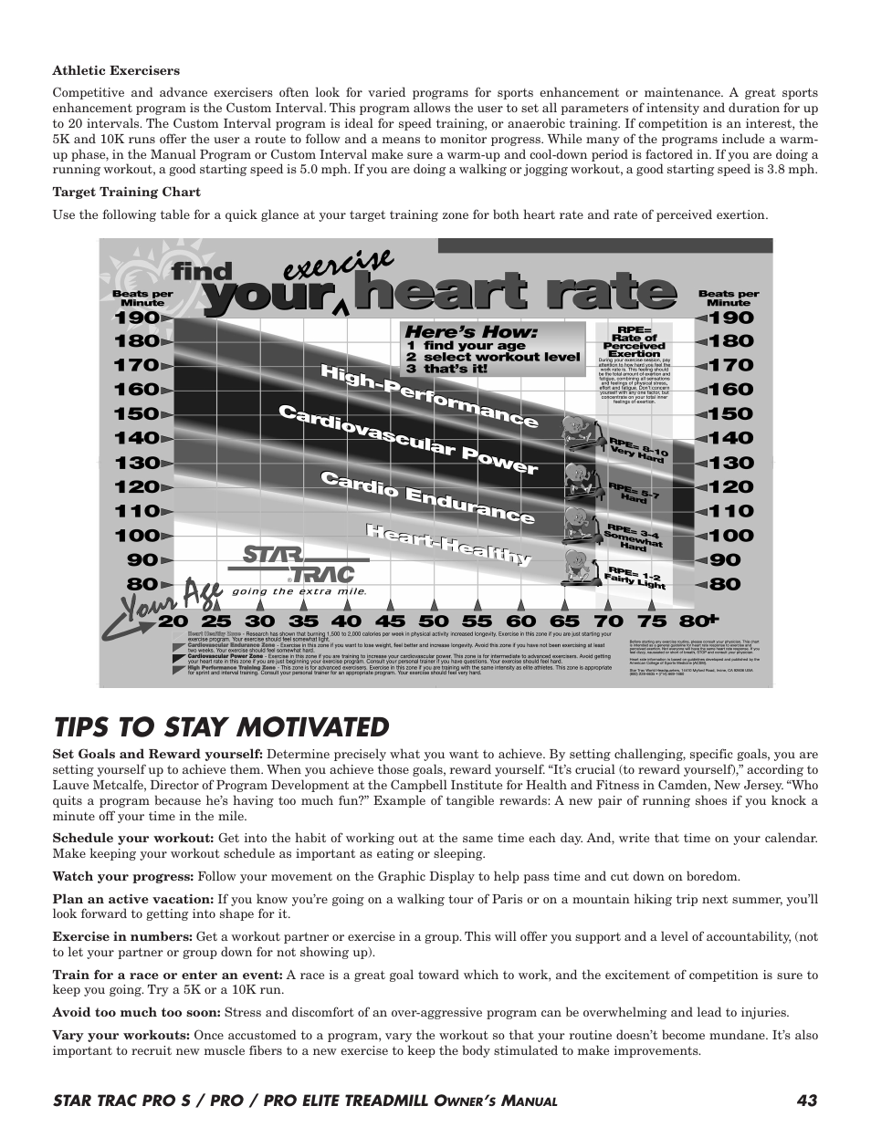 Tips to stay motivated | Star Trac Pro S User Manual | Page 45 / 60