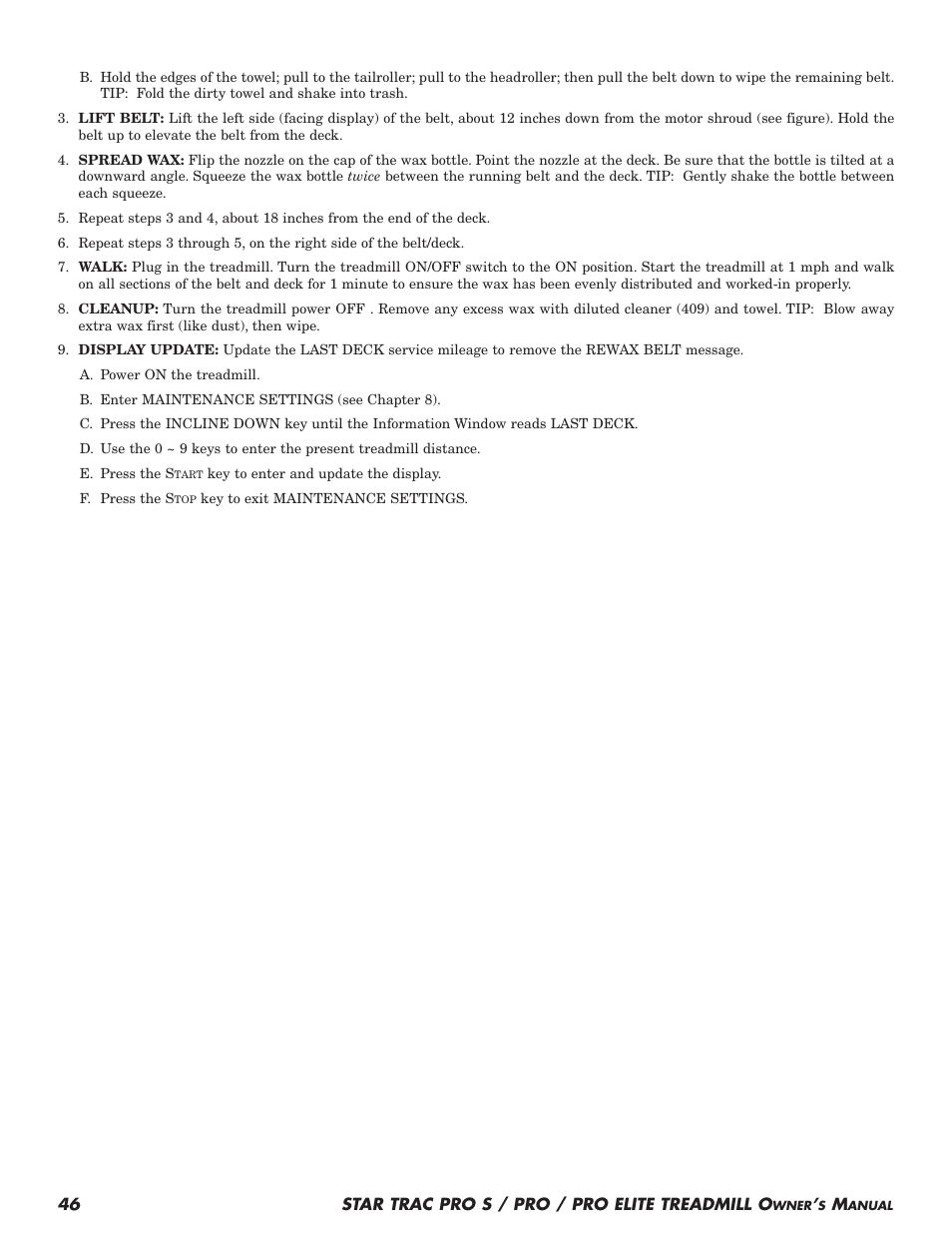 Star Trac Pro S User Manual | Page 48 / 60