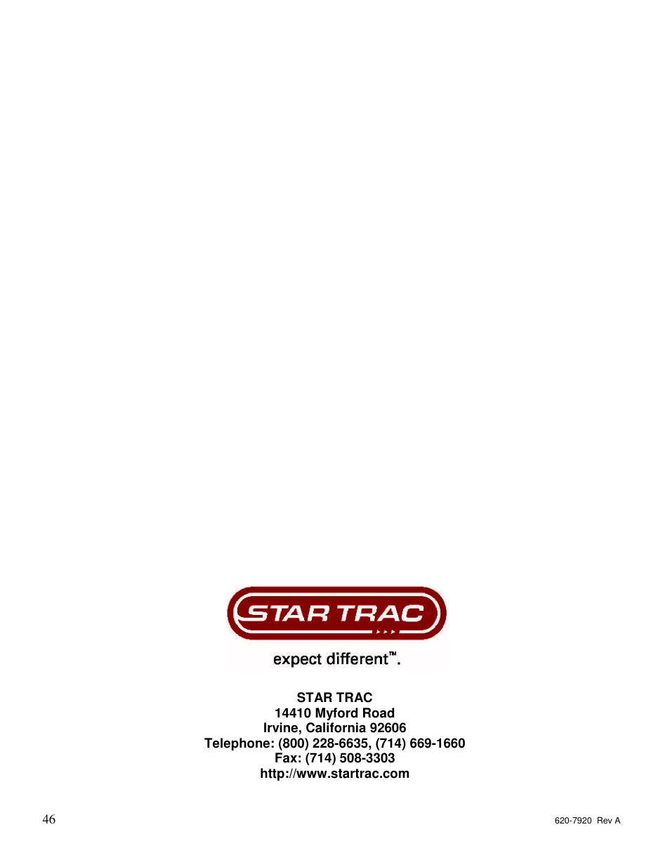 Star Trac 620-7920 User Manual | Page 45 / 52