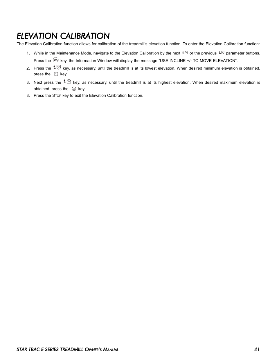 Elevation calibration | Star Trac 620-7920 User Manual | Page 51 / 52