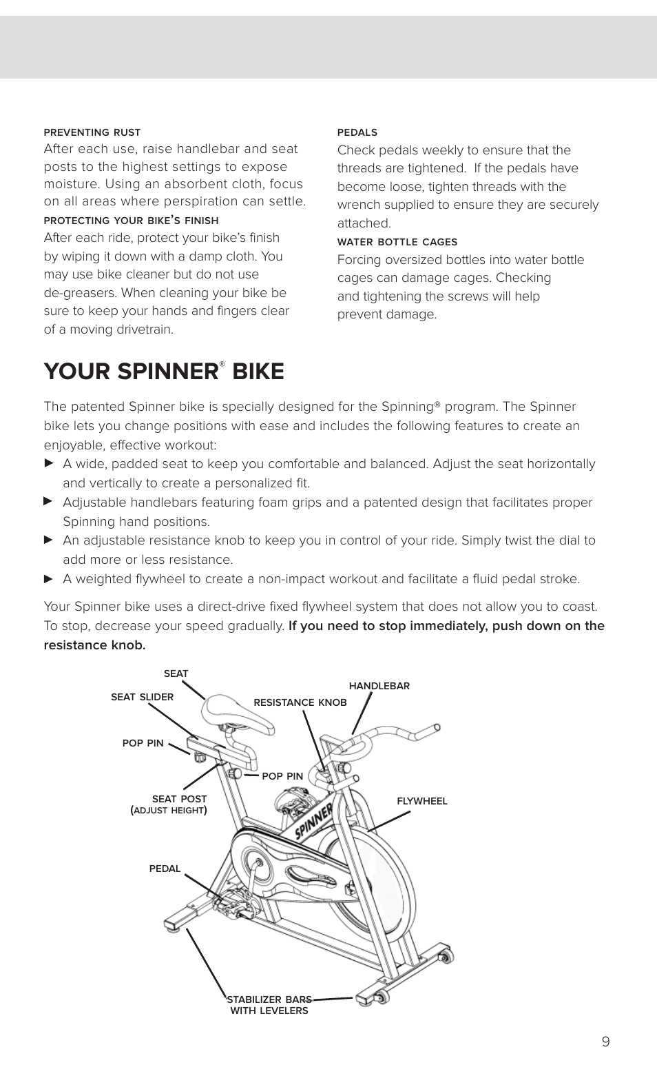Your spinner, Bike | Star Trac SPINNER 7040 User Manual | Page 11 / 16