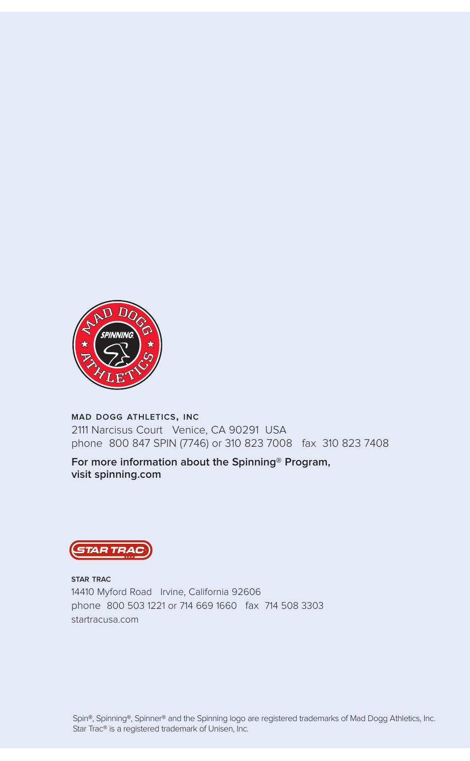 Star Trac SPINNER 7040 User Manual | Page 16 / 16