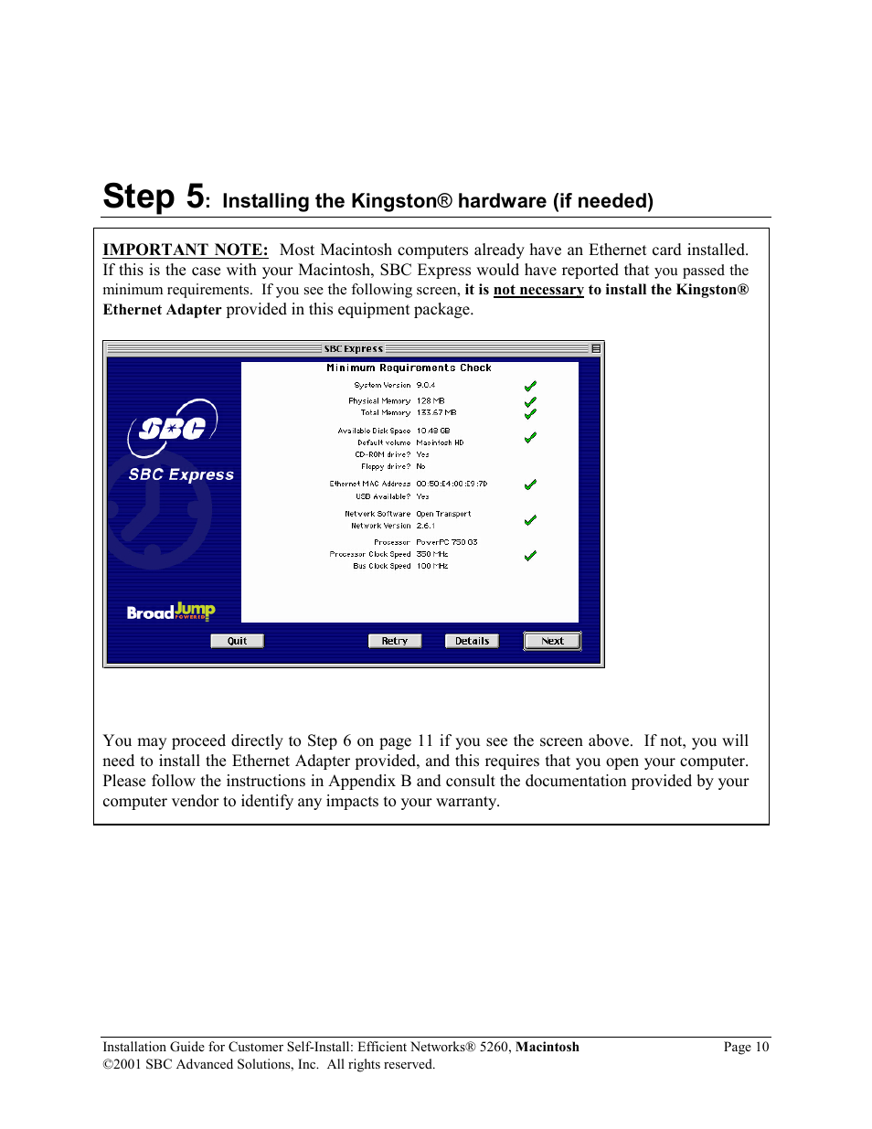 Step 5 | SBC comm Efficient Networks 5260 User Manual | Page 11 / 28