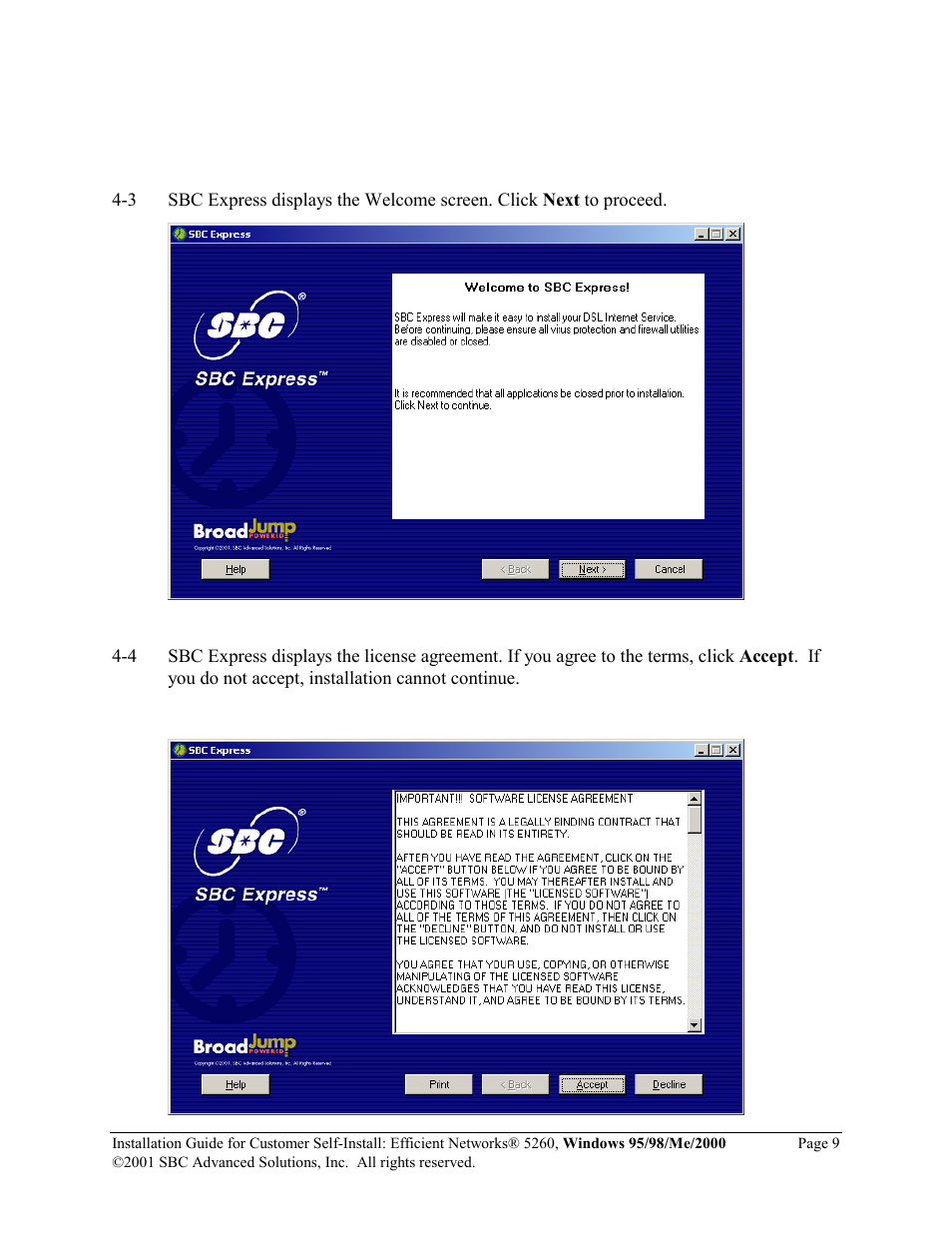 SBC comm Windows 95/98/Me/2000 52609x02 User Manual | Page 10 / 27
