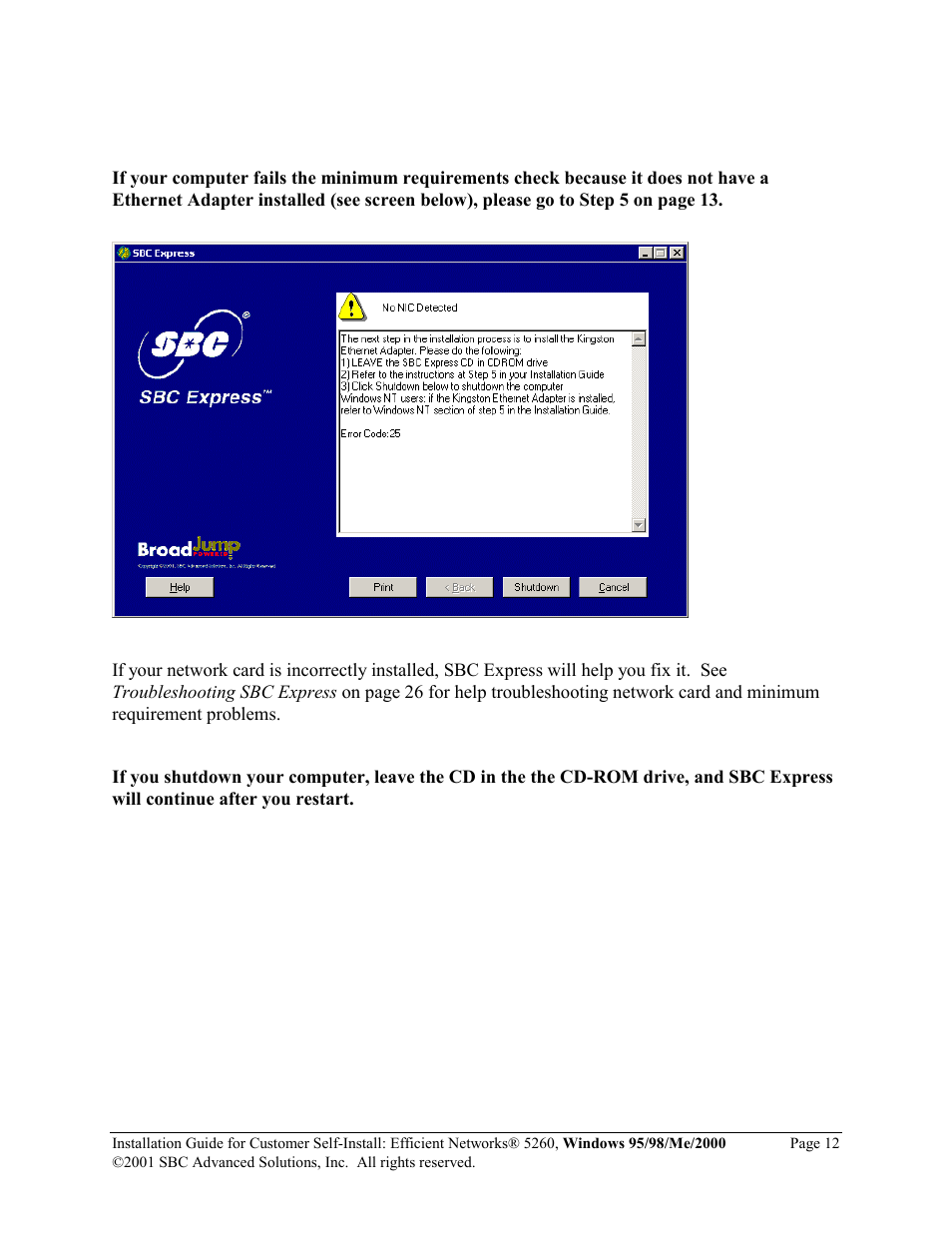 SBC comm Windows 95/98/Me/2000 52609x02 User Manual | Page 13 / 27