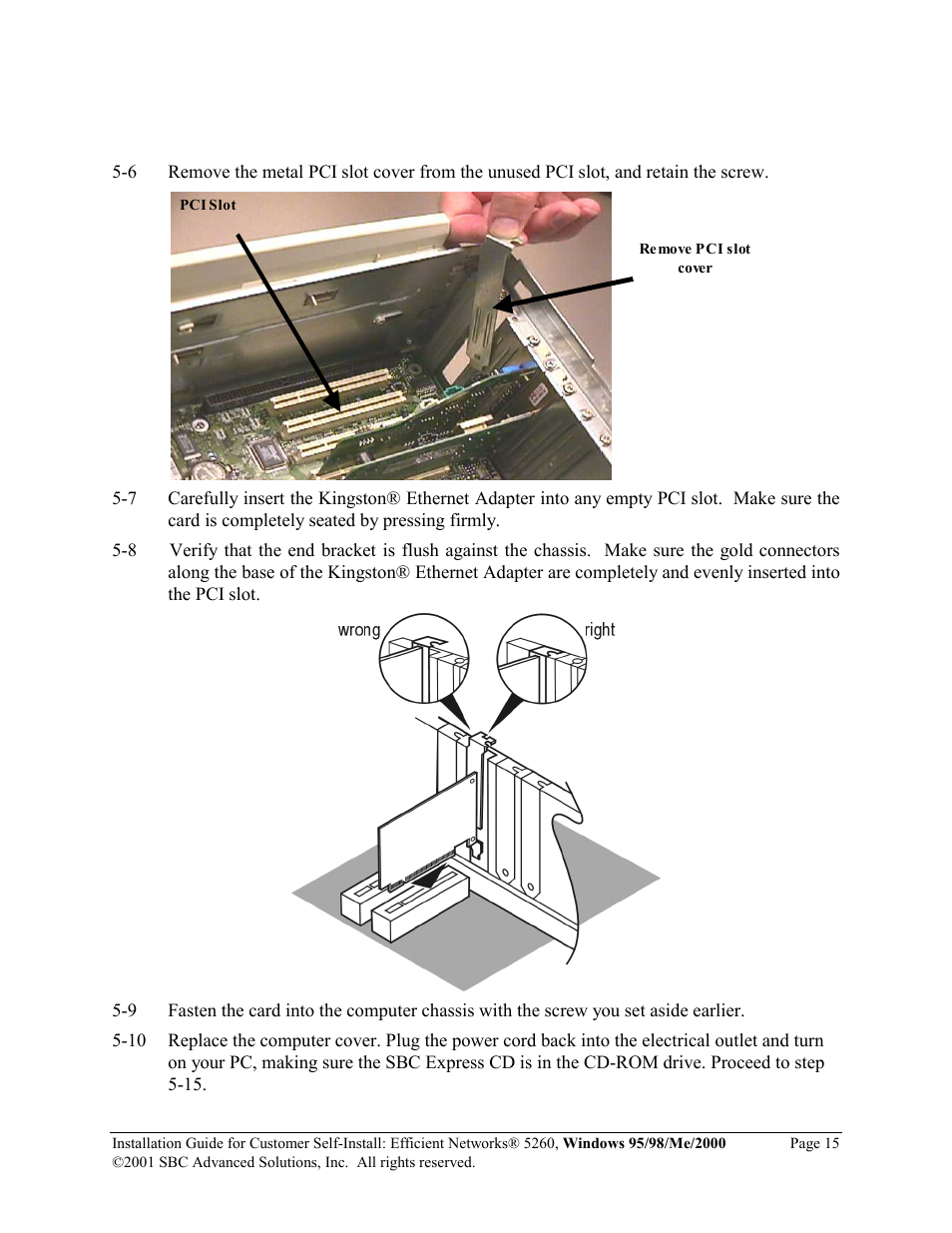SBC comm Windows 95/98/Me/2000 52609x02 User Manual | Page 16 / 27