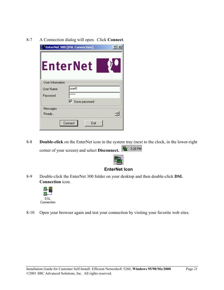 SBC comm Windows 95/98/Me/2000 52609x02 User Manual | Page 22 / 27