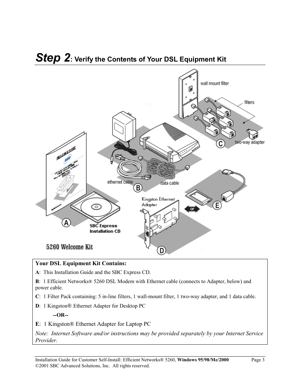 Step 2 | SBC comm Windows 95/98/Me/2000 52609x02 User Manual | Page 4 / 27