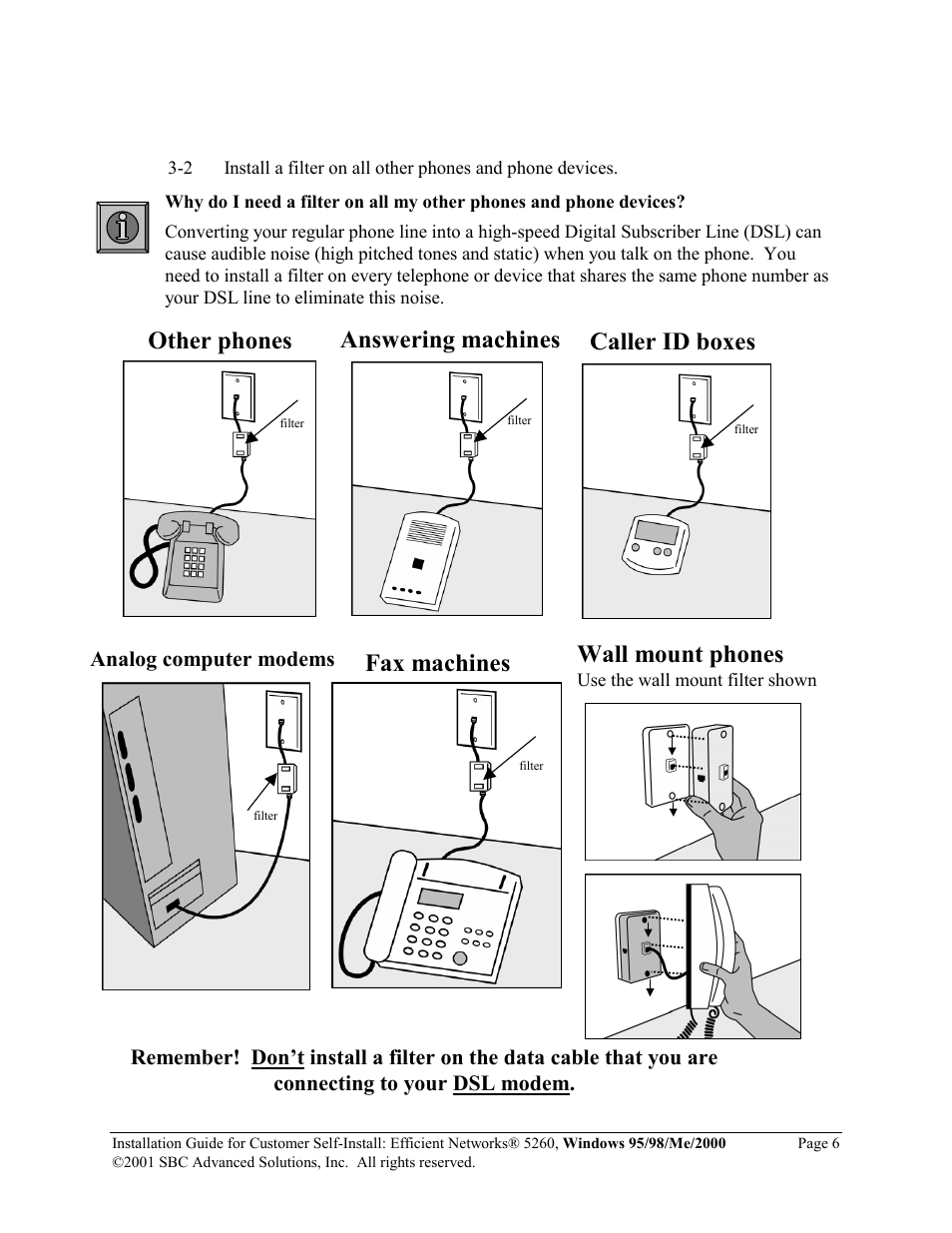 Wall mount phones | SBC comm Windows 95/98/Me/2000 52609x02 User Manual | Page 7 / 27