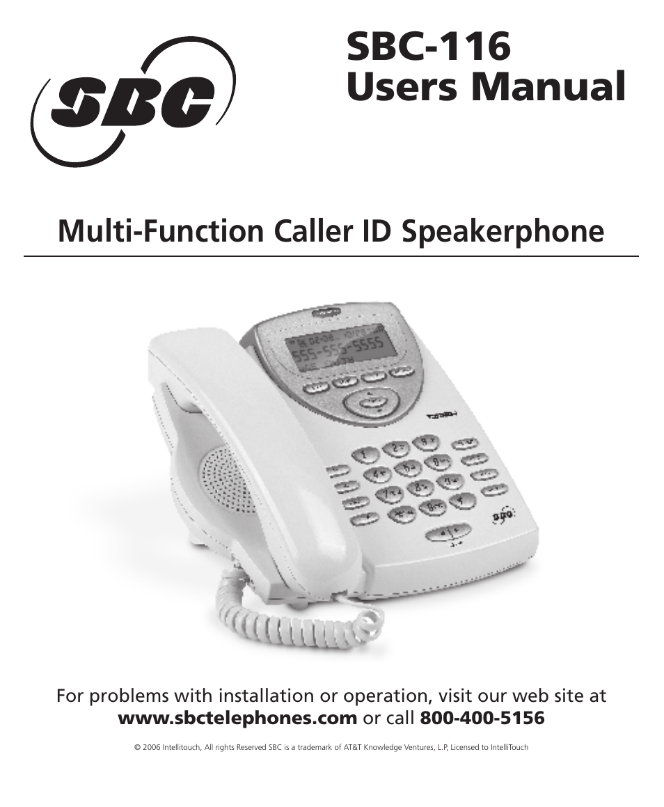 SBC comm SBC-116 User Manual | 20 pages