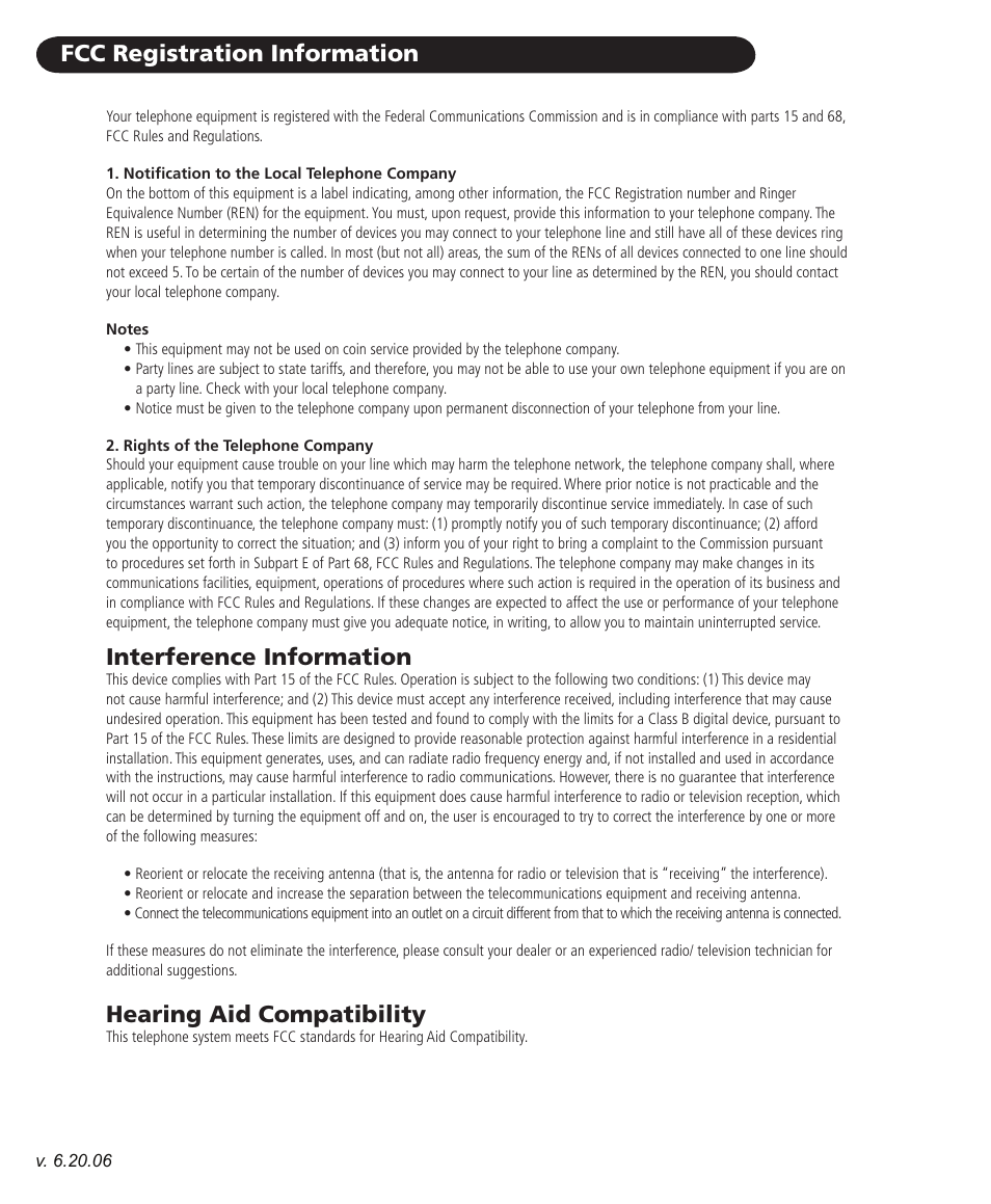 Fcc registration information, Ìiàviàiviêvà>ì, I>а}к`к «>ìlìþ | SBC comm SBC-116 User Manual | Page 2 / 20