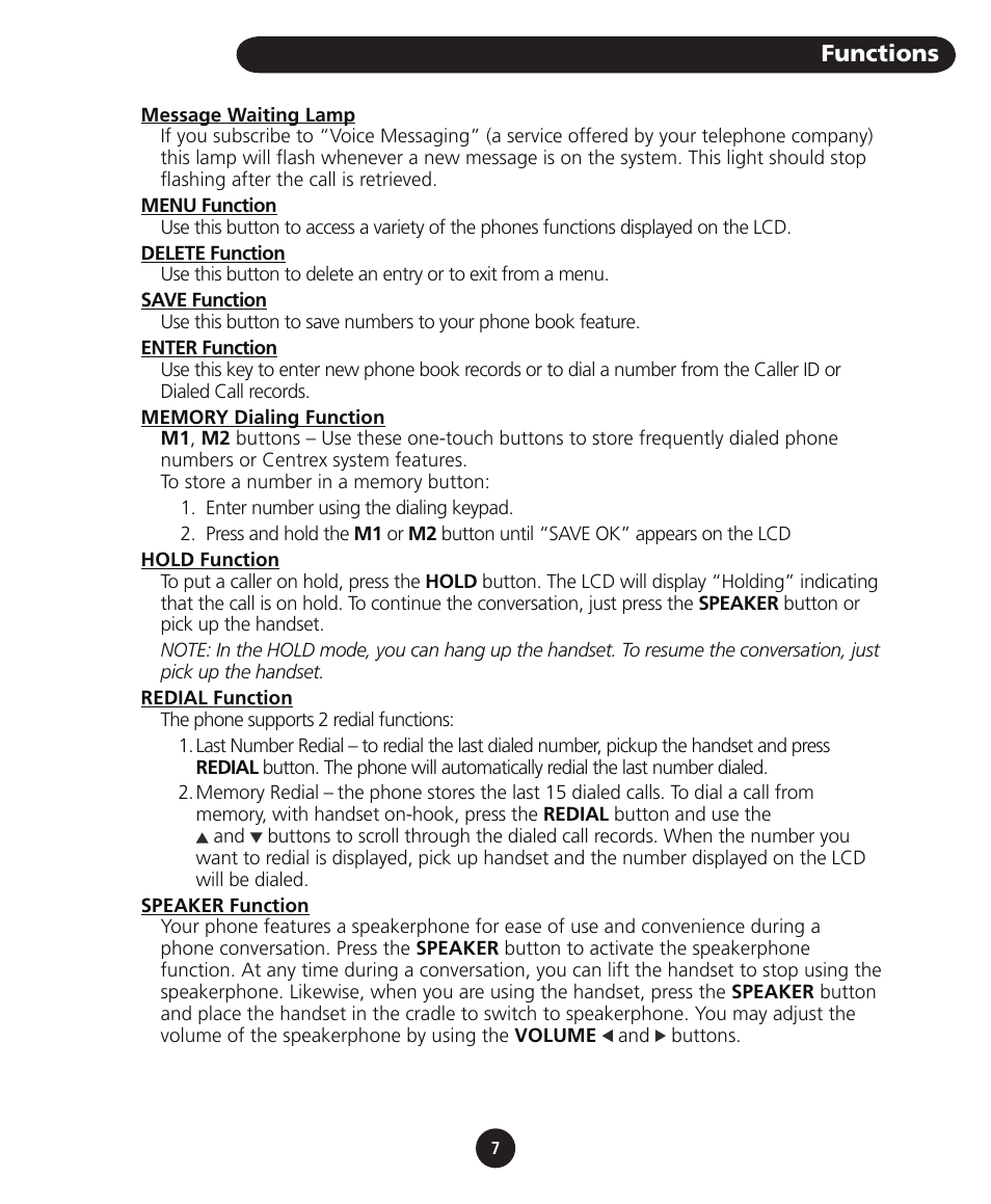 Functions | SBC comm SBC-116 User Manual | Page 9 / 20
