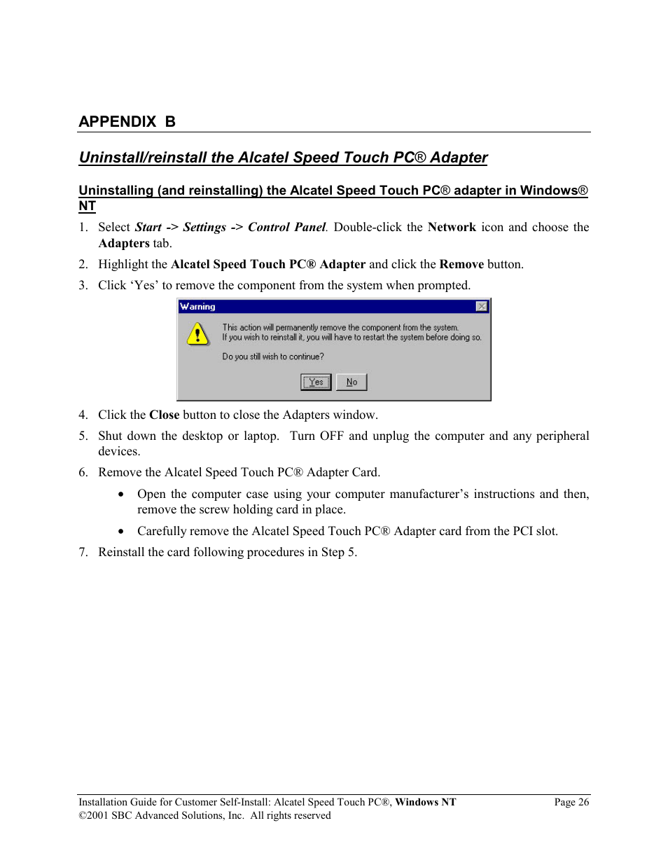 SBC comm Alcatel Speed Touch PC AlcatelPCNT02A User Manual | Page 27 / 33