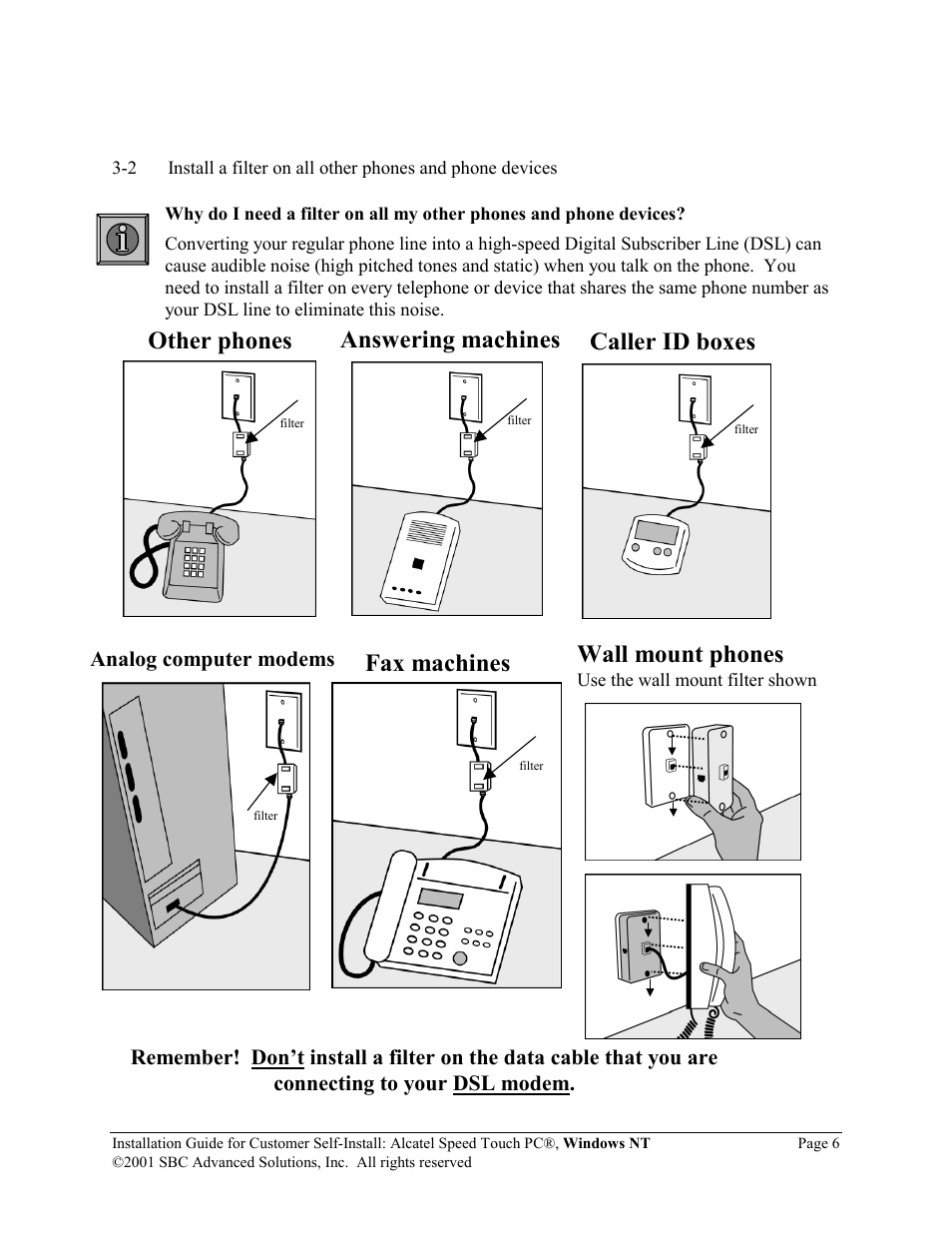 Wall mount phones | SBC comm Alcatel Speed Touch PC AlcatelPCNT02A User Manual | Page 7 / 33