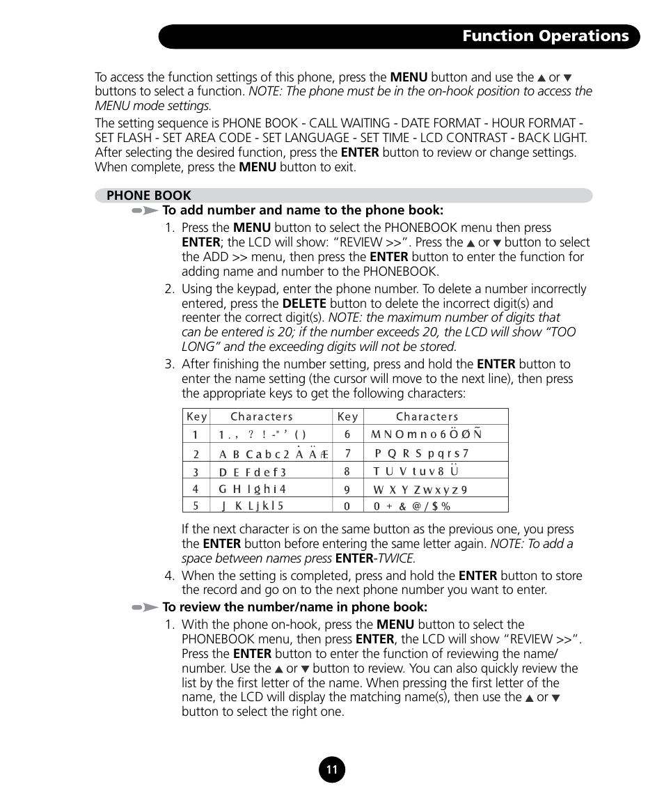 Function operations | SBC comm SBC-125 User Manual | Page 13 / 20