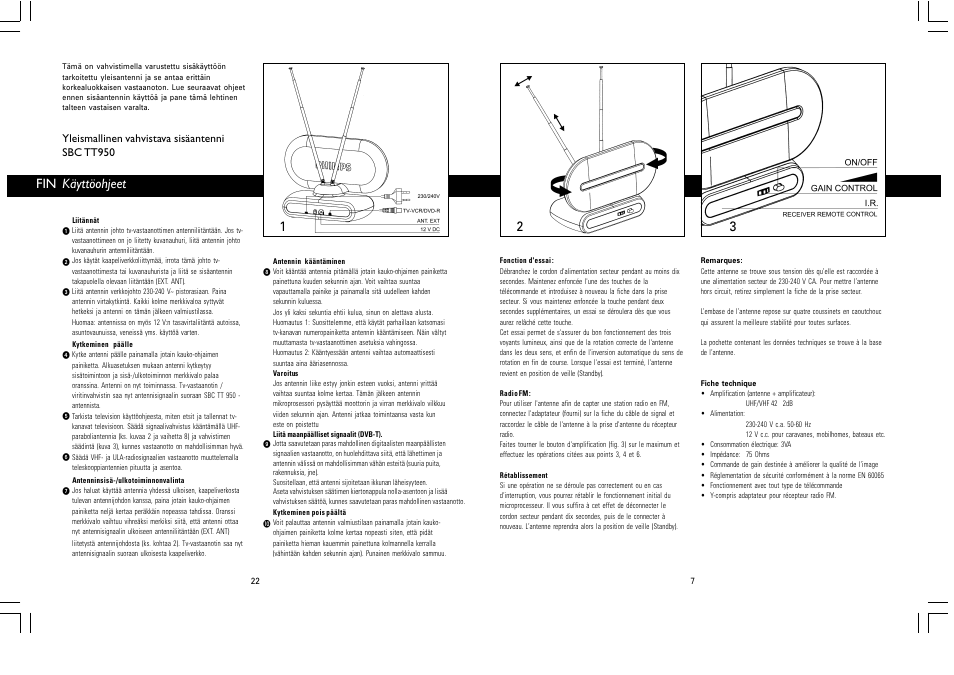 Käyttöohjeet | Philips SBC TT950 User Manual | Page 11 / 13