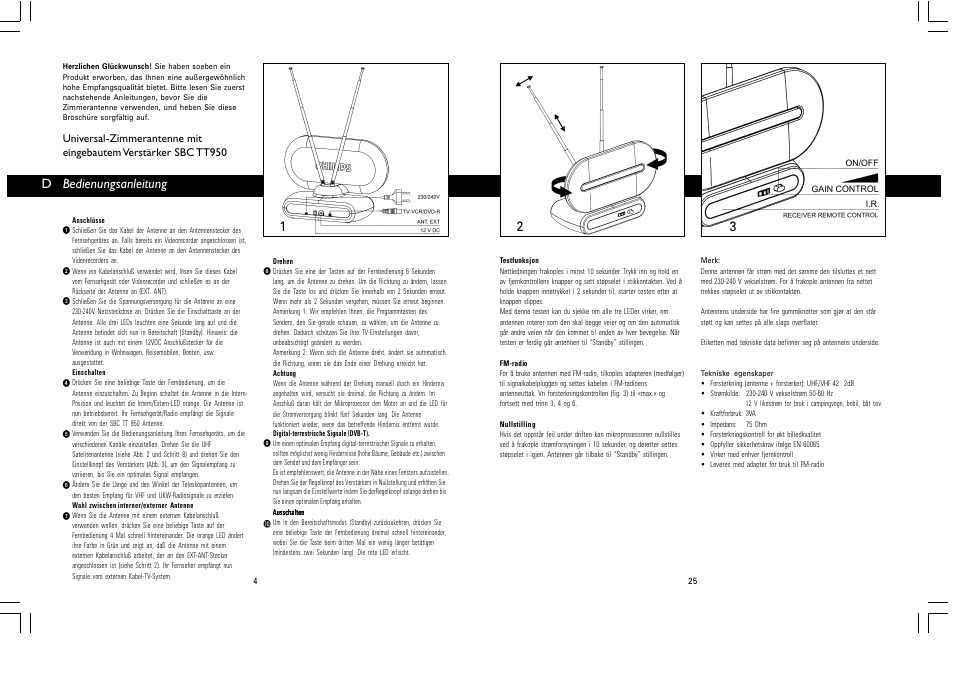 Bedienungsanleitung d | Philips SBC TT950 User Manual | Page 2 / 13