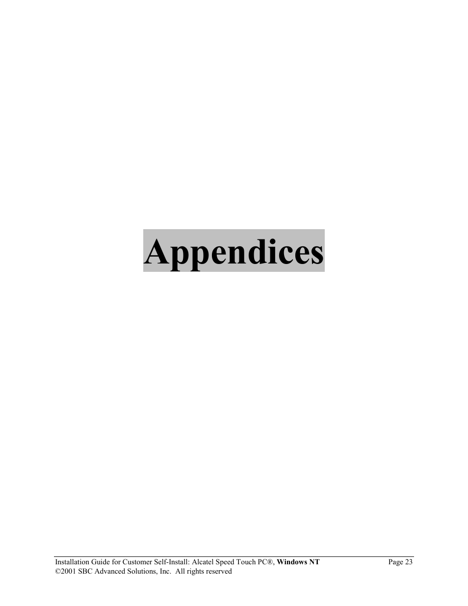 Appendices | SBC comm PCNT02 User Manual | Page 24 / 32