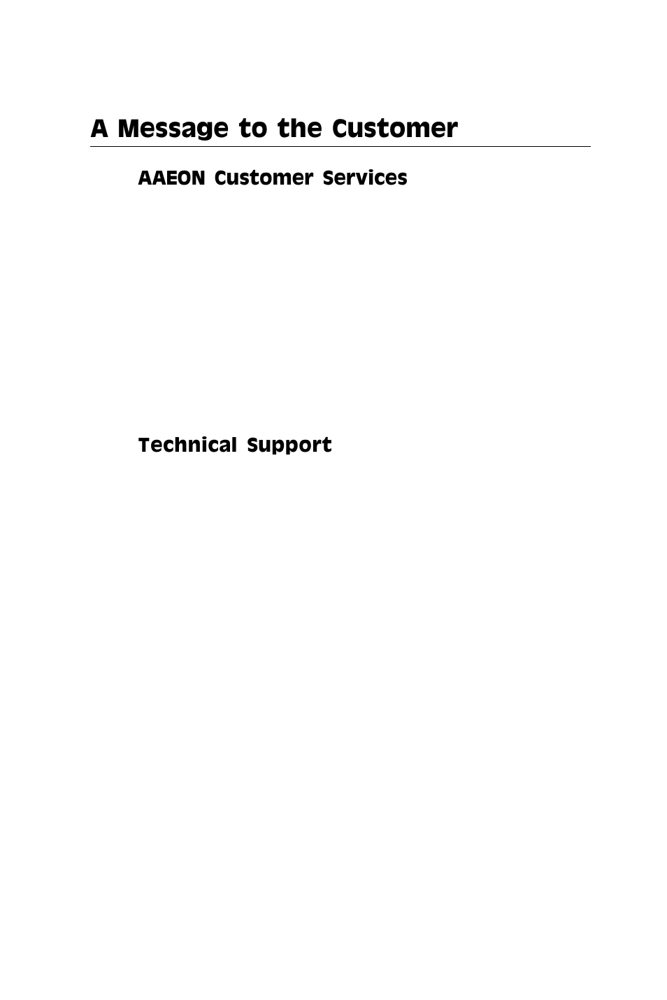 A message to the customer | SBC comm AMD SBC-770 User Manual | Page 4 / 111