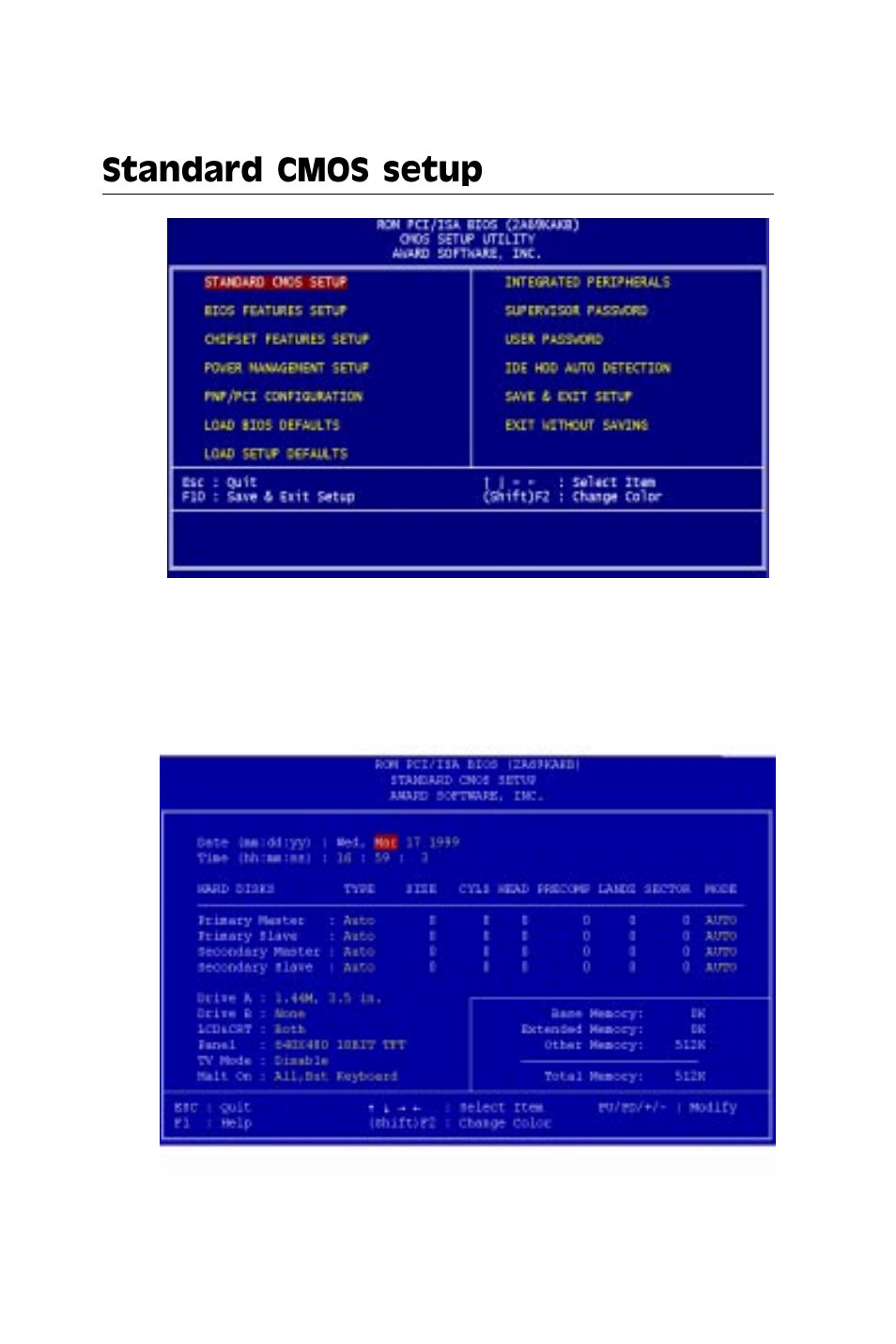 Standard cmos setup | SBC comm AMD SBC-770 User Manual | Page 60 / 111