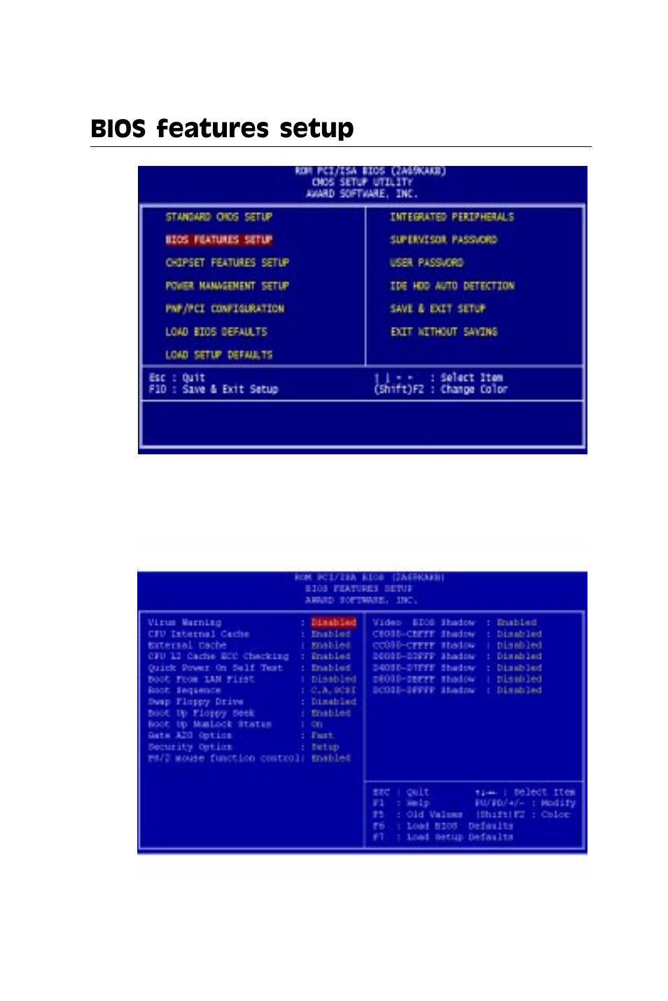 Bios features setup | SBC comm AMD SBC-770 User Manual | Page 67 / 111