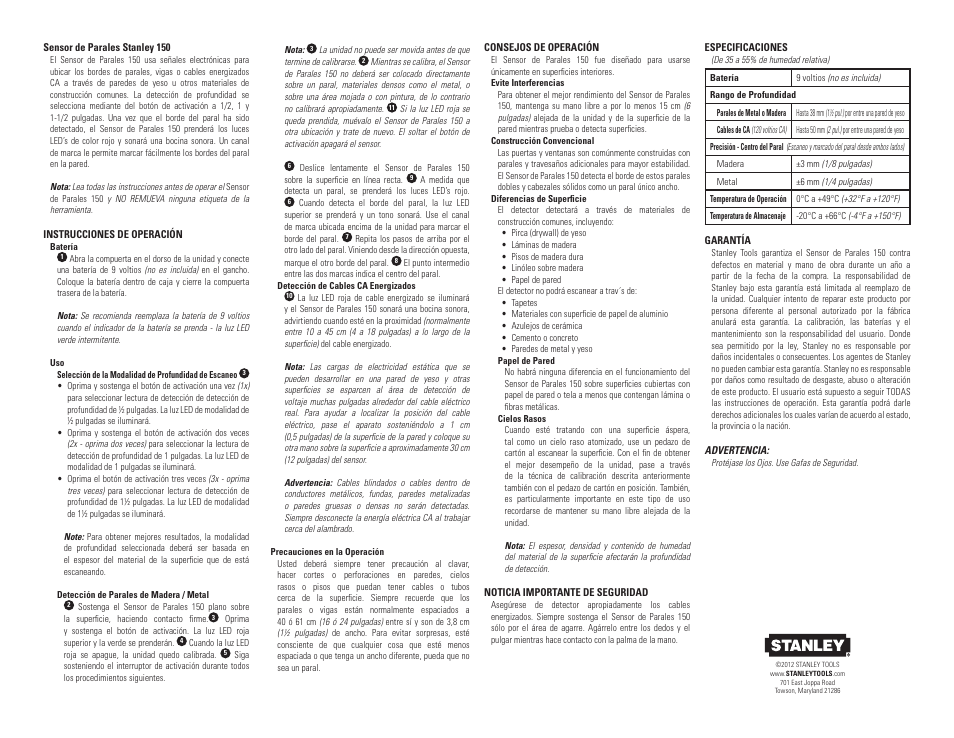Stanley Black & Decker S150 User Manual | Page 3 / 4
