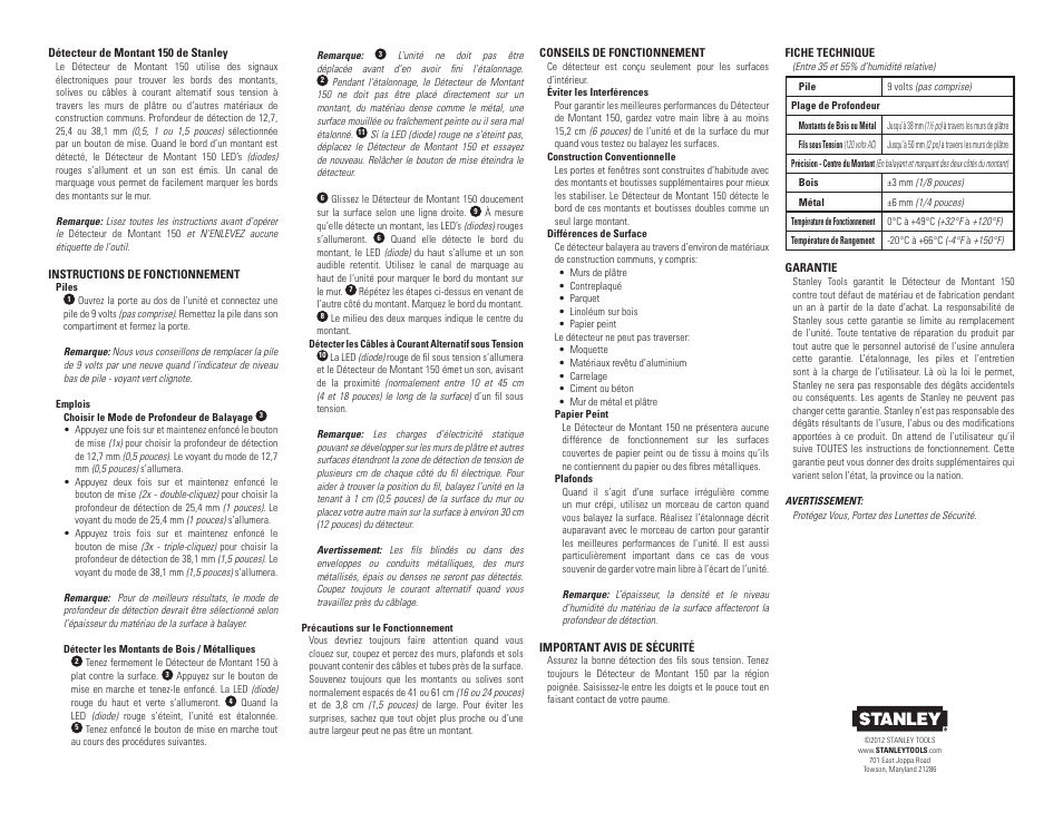 Stanley Black & Decker S150 User Manual | Page 4 / 4