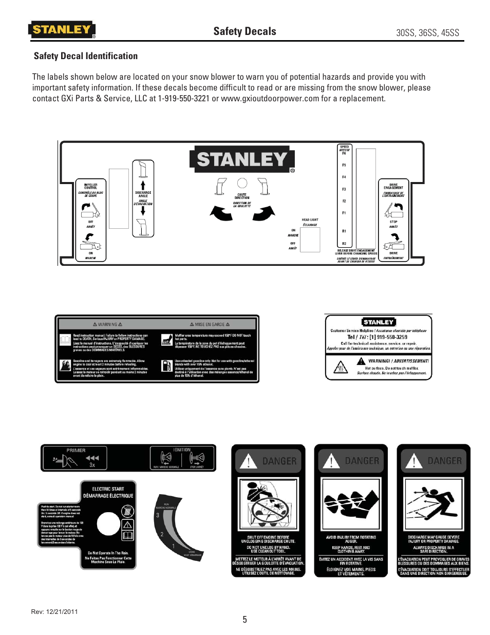 Safety decals | Stanley Black & Decker 45SS User Manual | Page 10 / 34