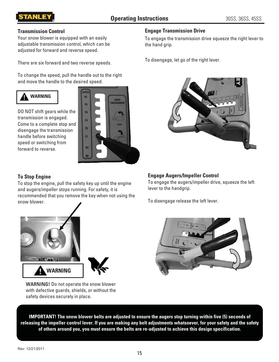 Operating instructions | Stanley Black & Decker 45SS User Manual | Page 20 / 34