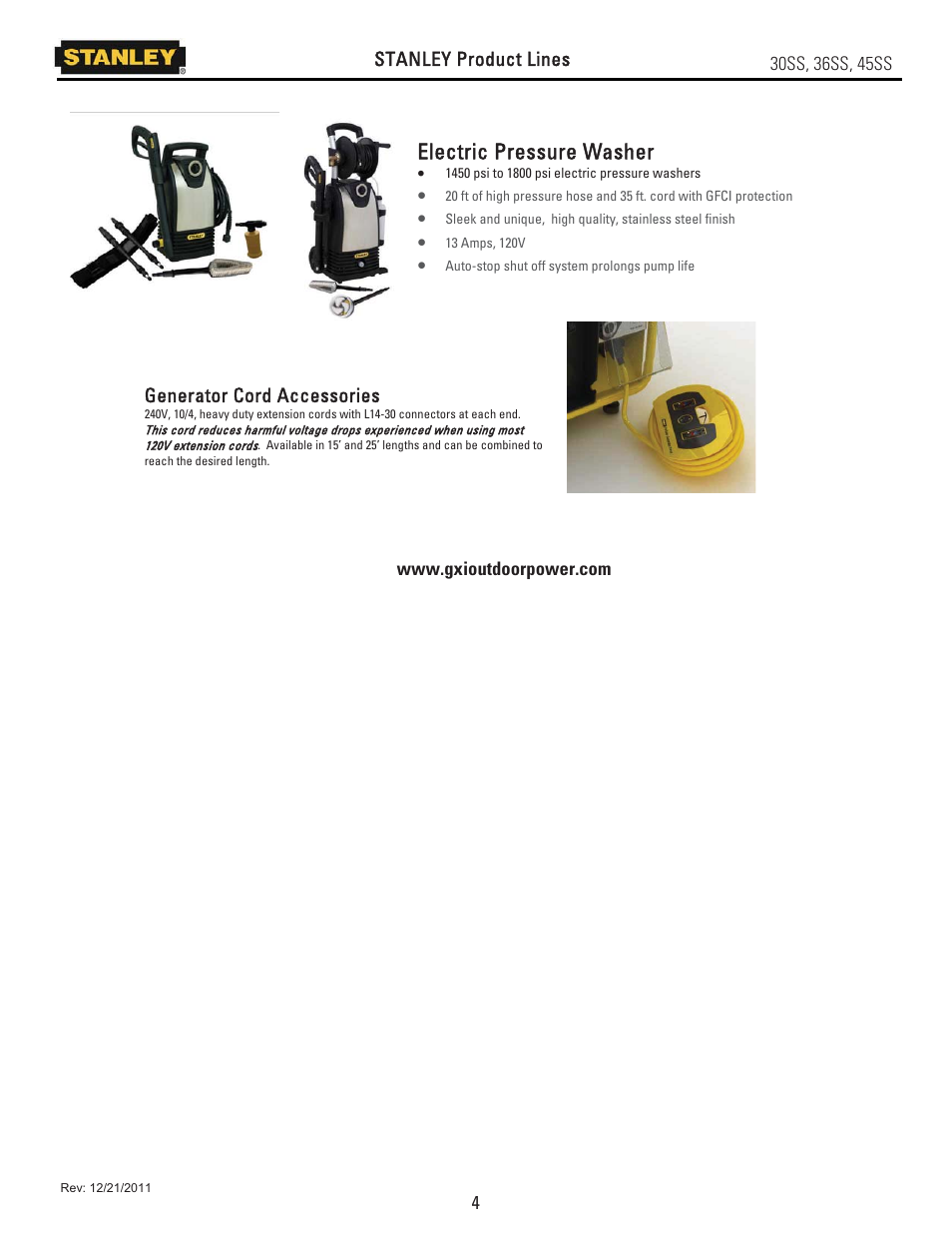 Electric pressure washer | Stanley Black & Decker 45SS User Manual | Page 4 / 34